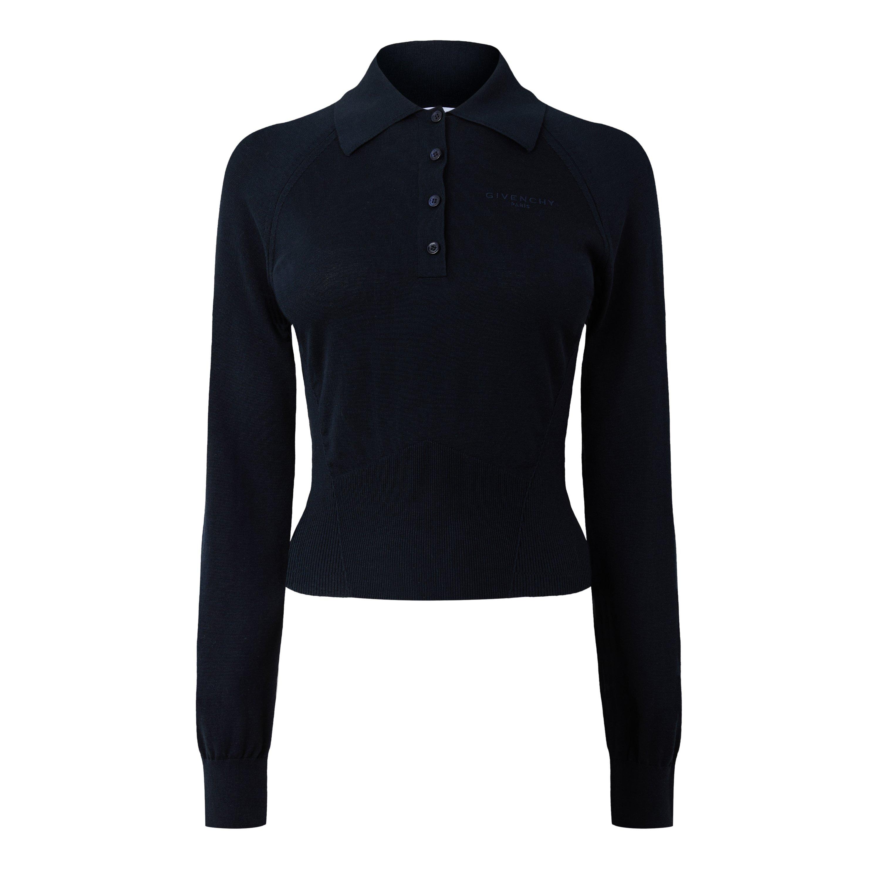 Navy - GIVENCHY - GIV Long Sleeve Polo Ld64 - 1