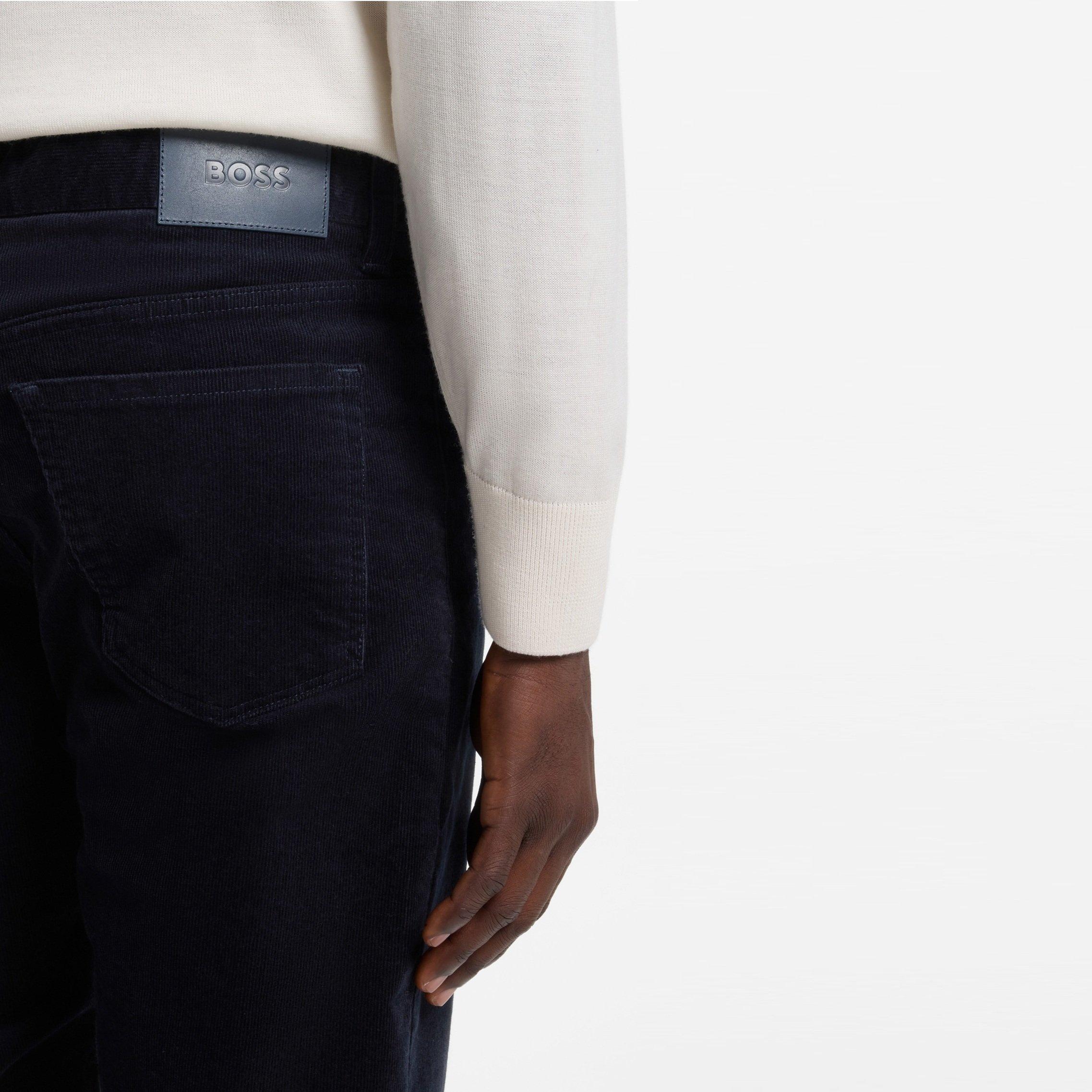 Dark Blue 404 - Boss - Mens BOSS Corduroy Trousers with Logo Details (Ogden) - 4