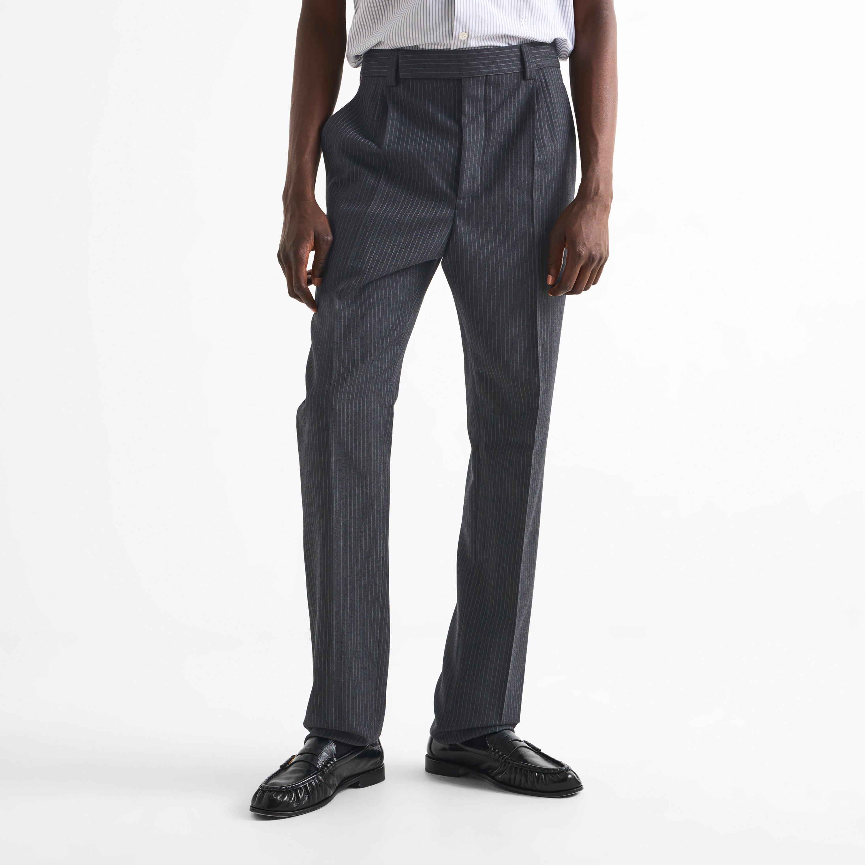 Grey - Saint Laurent - Men's Wool Straight Leg Trousers - 3