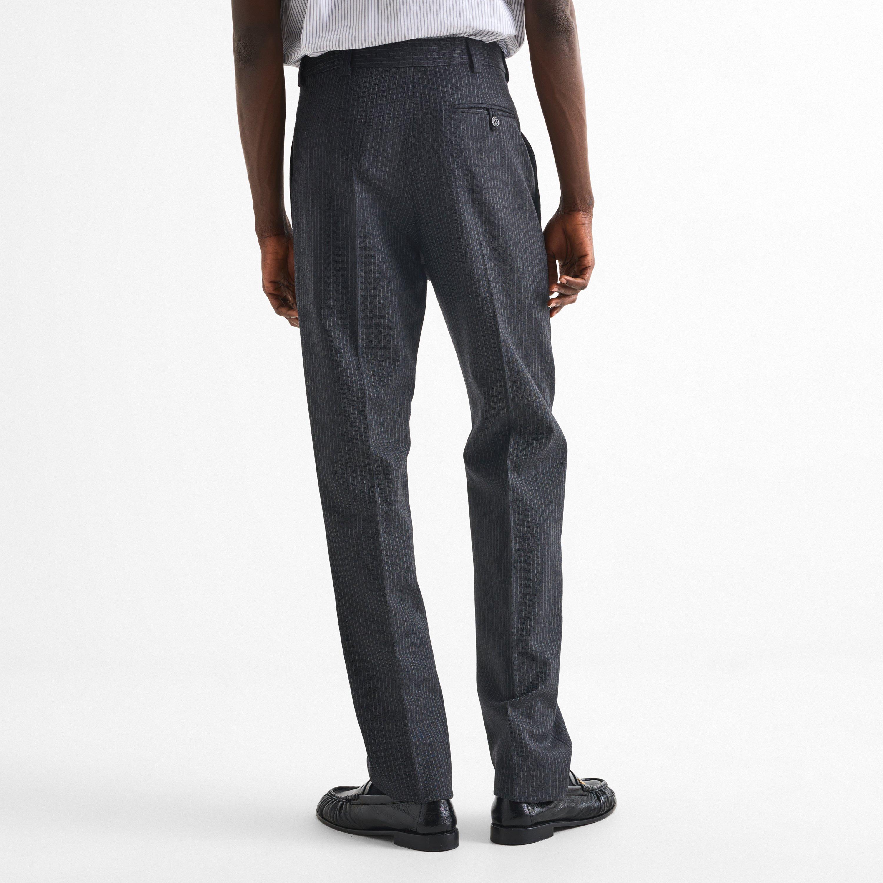 Grey - Saint Laurent - Men's Wool Straight Leg Trousers - 4