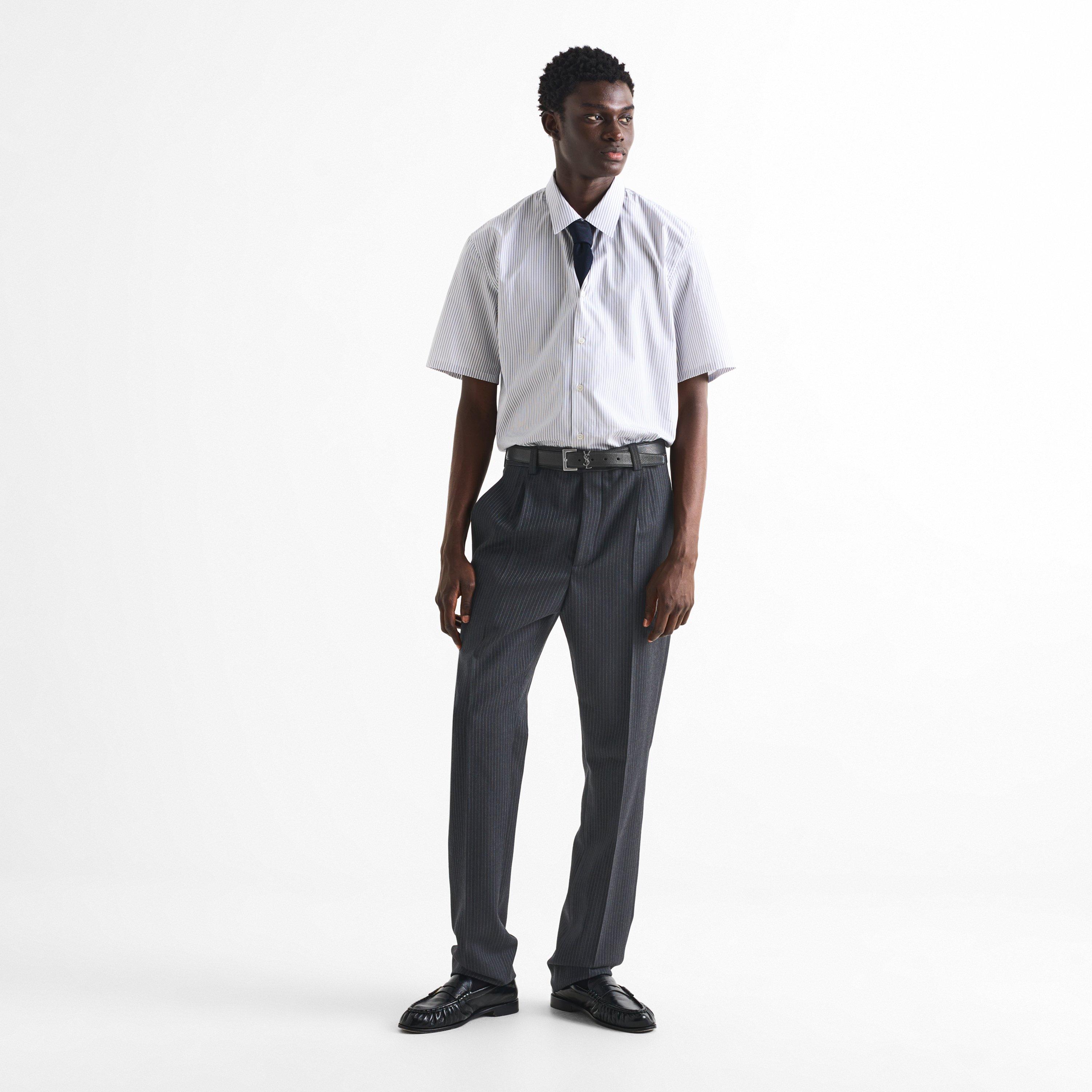 Grey - Saint Laurent - Men's Wool Straight Leg Trousers - 6