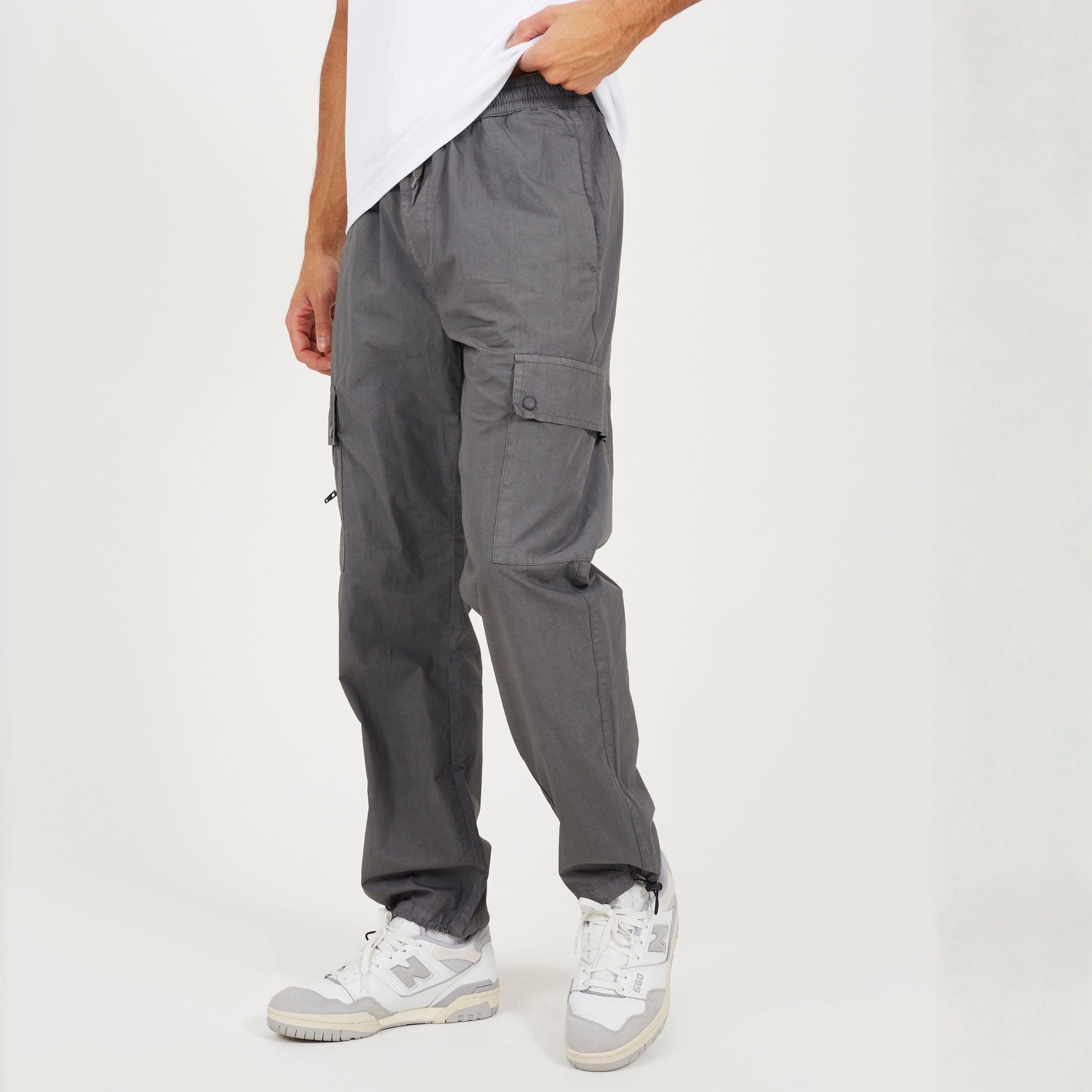 Mørkegrå - Brave Soul - Men's Loose Fit Cotton Poplin Cargo Trousers - 3