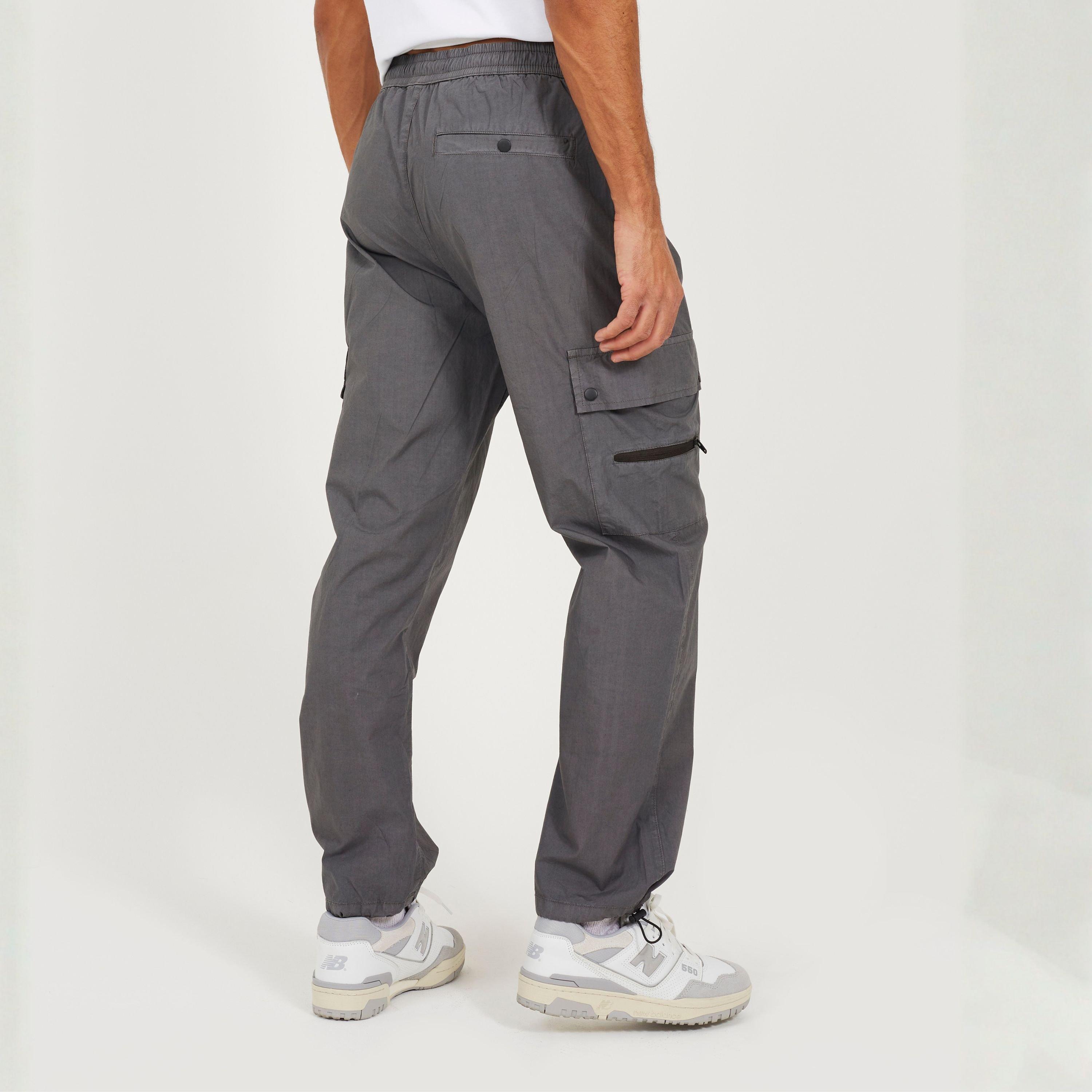 Mørkegrå - Brave Soul - Men's Loose Fit Cotton Poplin Cargo Trousers - 4