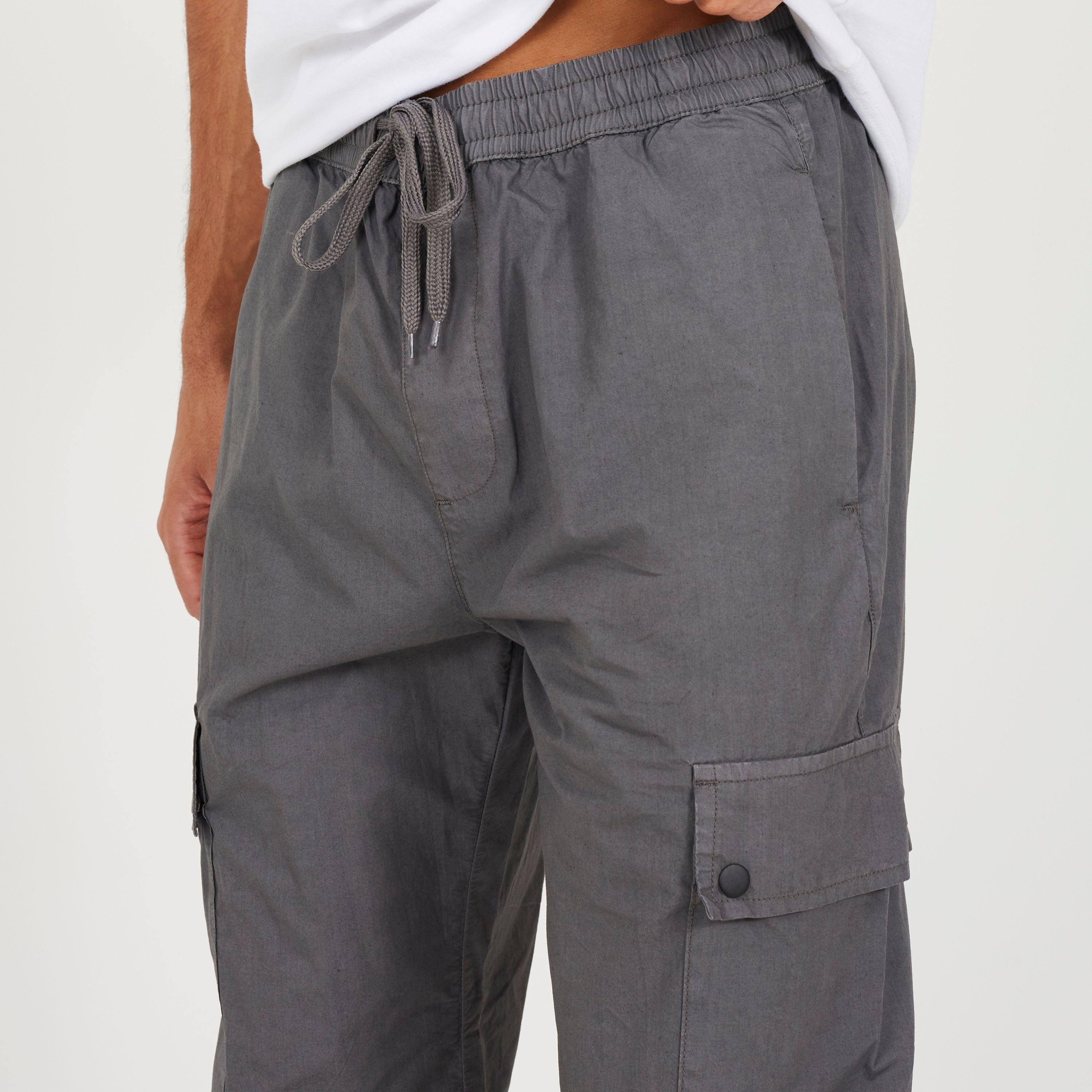 Dark Grey - Brave Soul - Men's Loose Fit Cotton Poplin Cargo Trousers - 3