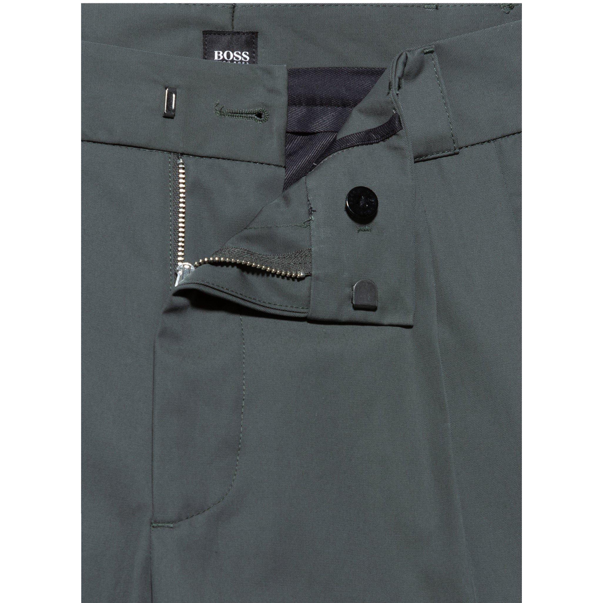 Dark Green - Boss - Men's Parko Pleated Straight Leg Trouser - 3