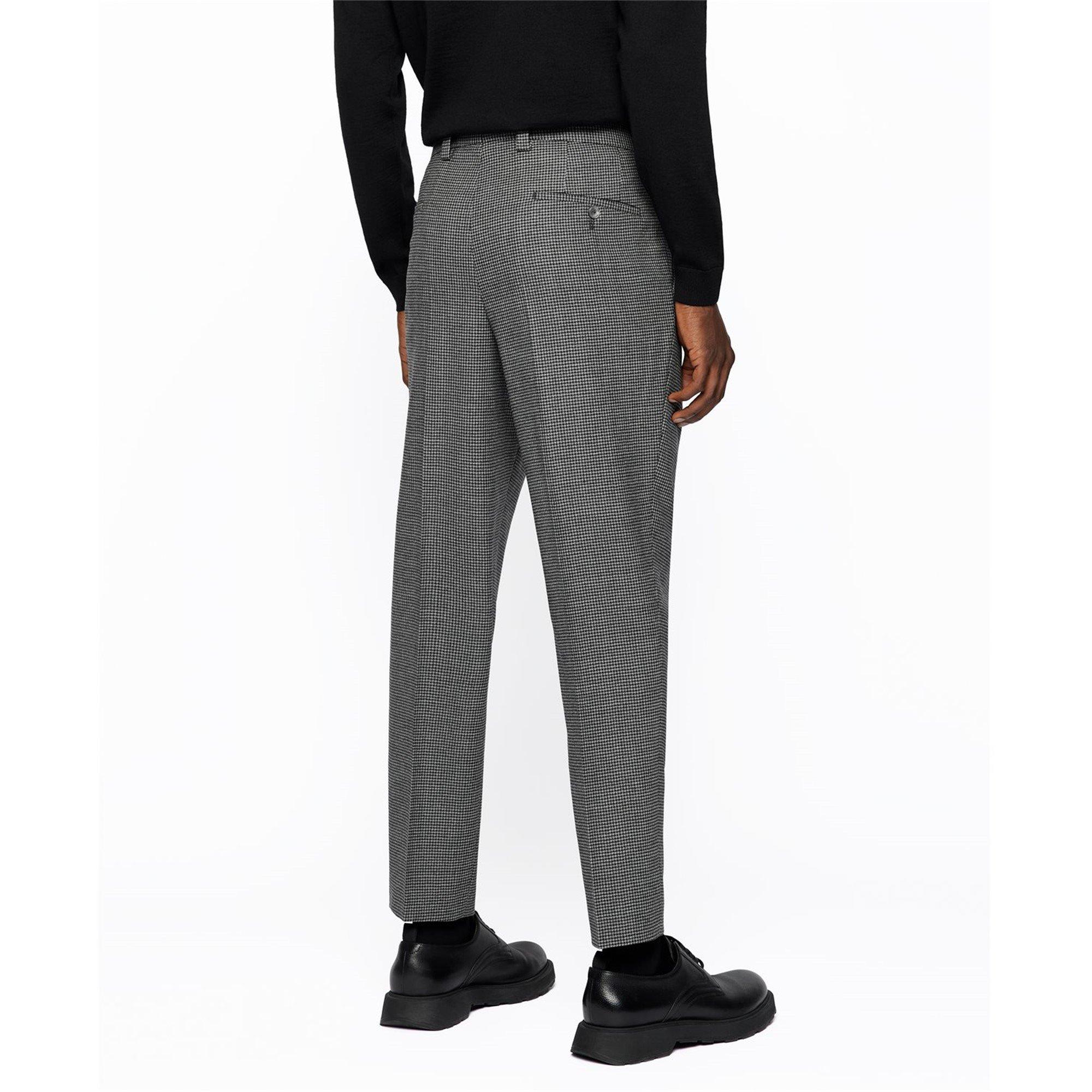 Medium Grey - Boss - Men's H Perin Pleat Black Straight Leg Trousers - 3