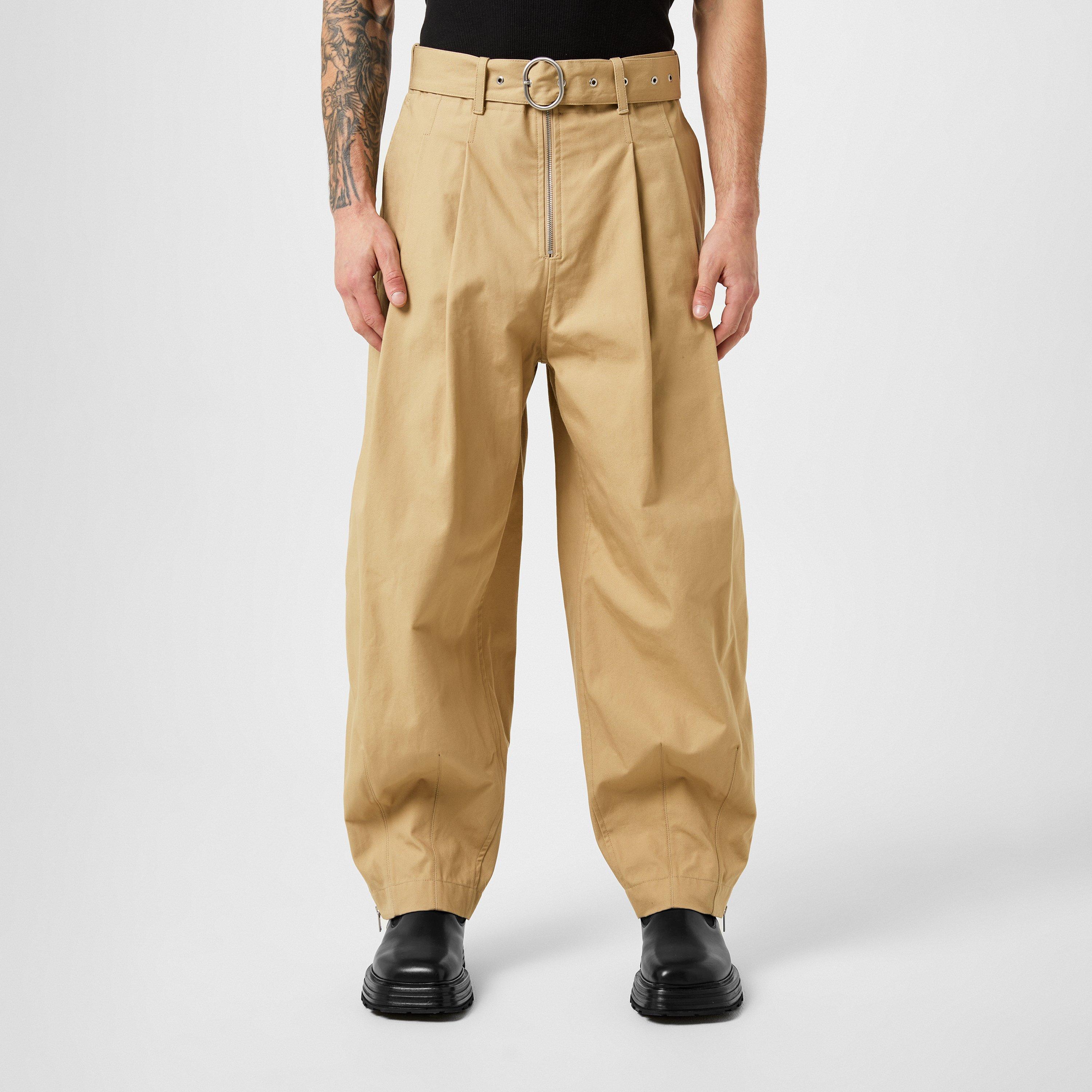 Beige - Jil Sander - Pleat Wide Leg Trousers - 3