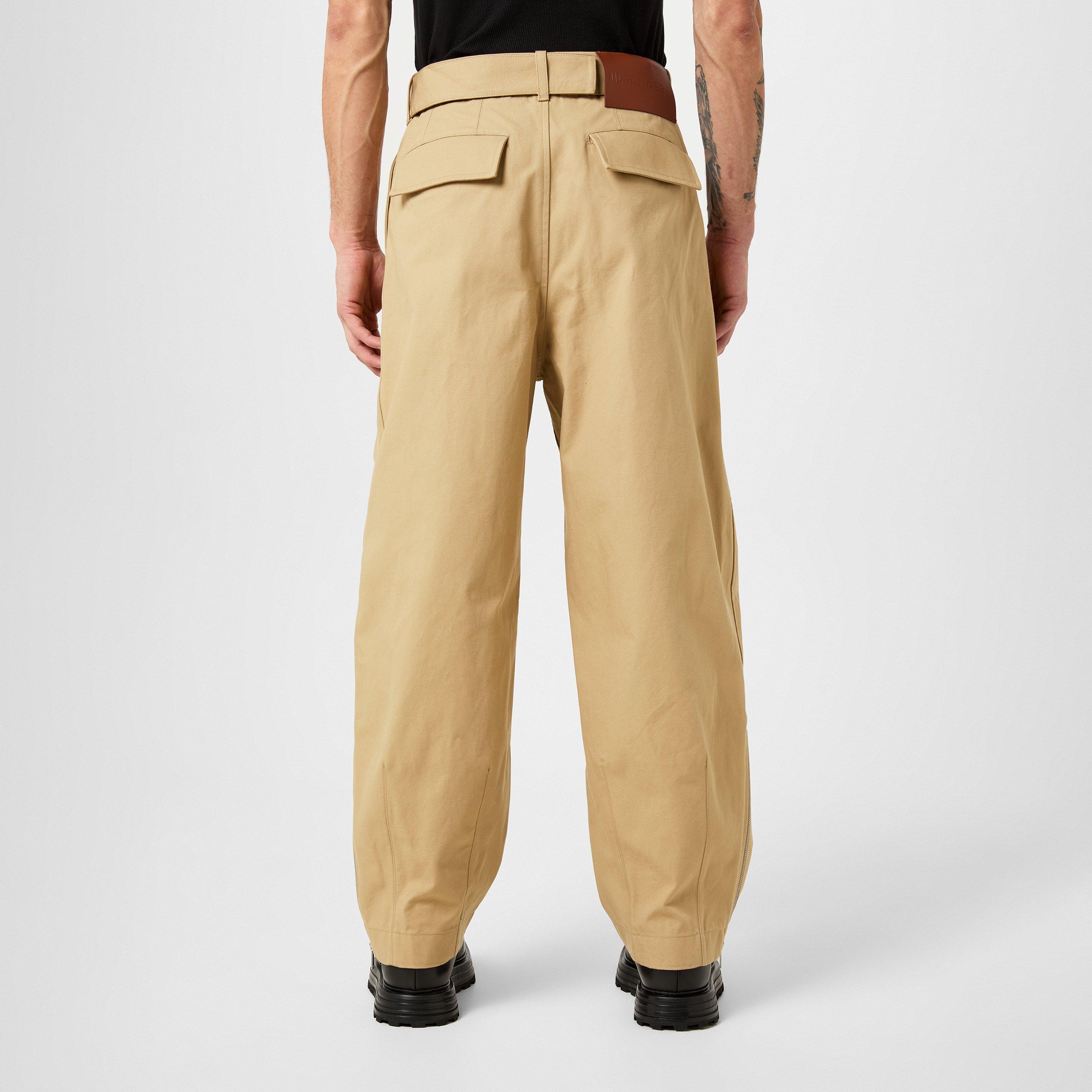 Beige - Jil Sander - Pleat Wide Leg Trousers - 4