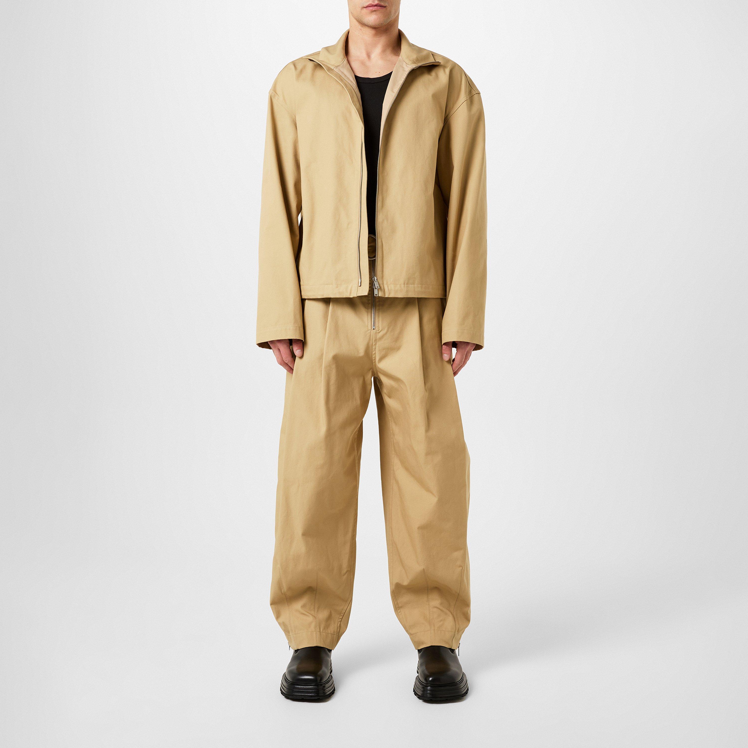 Beige - Jil Sander - Pleat Wide Leg Trousers - 5