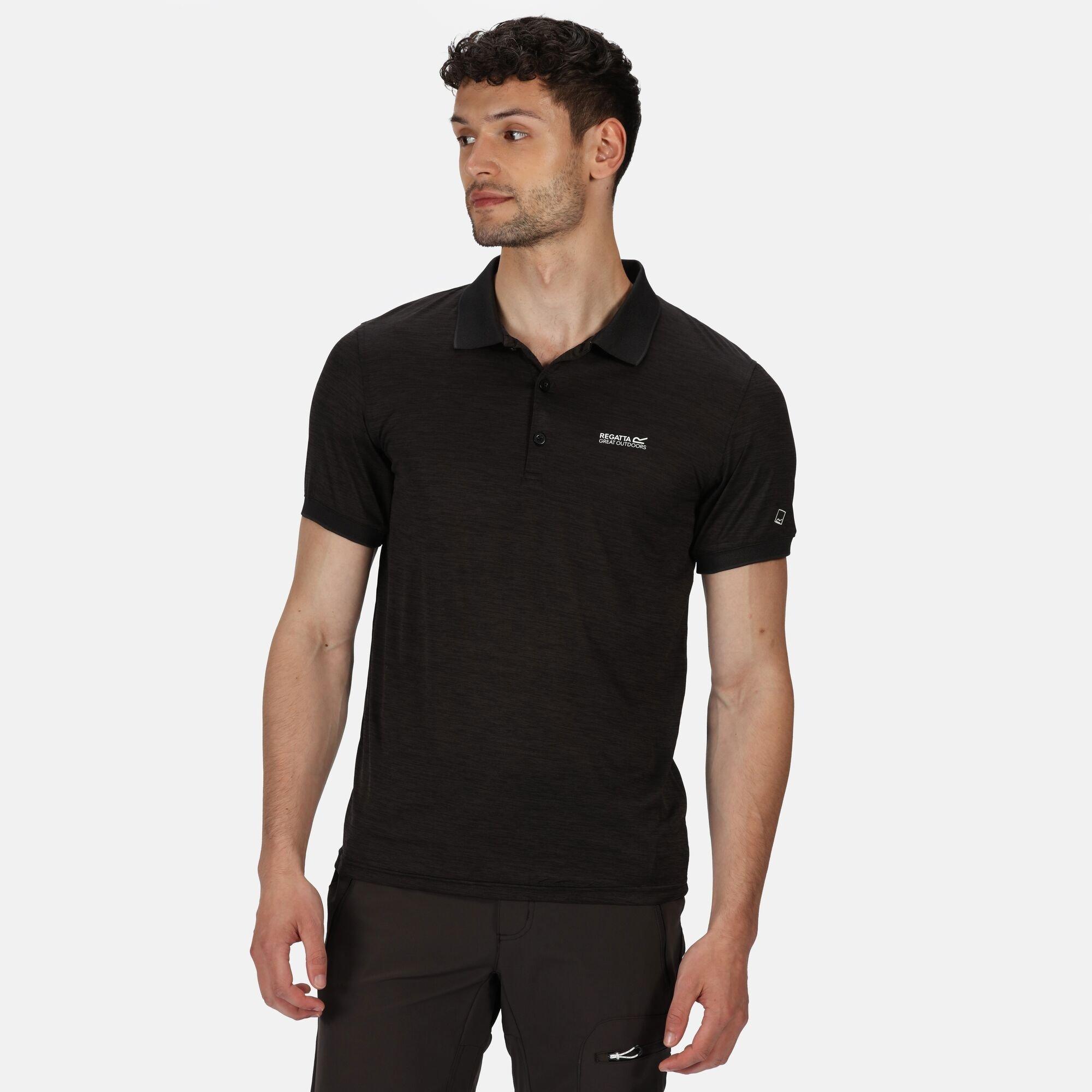 Black - Regatta - Mens Remex II Quick-Drying Polo Shirts - 2