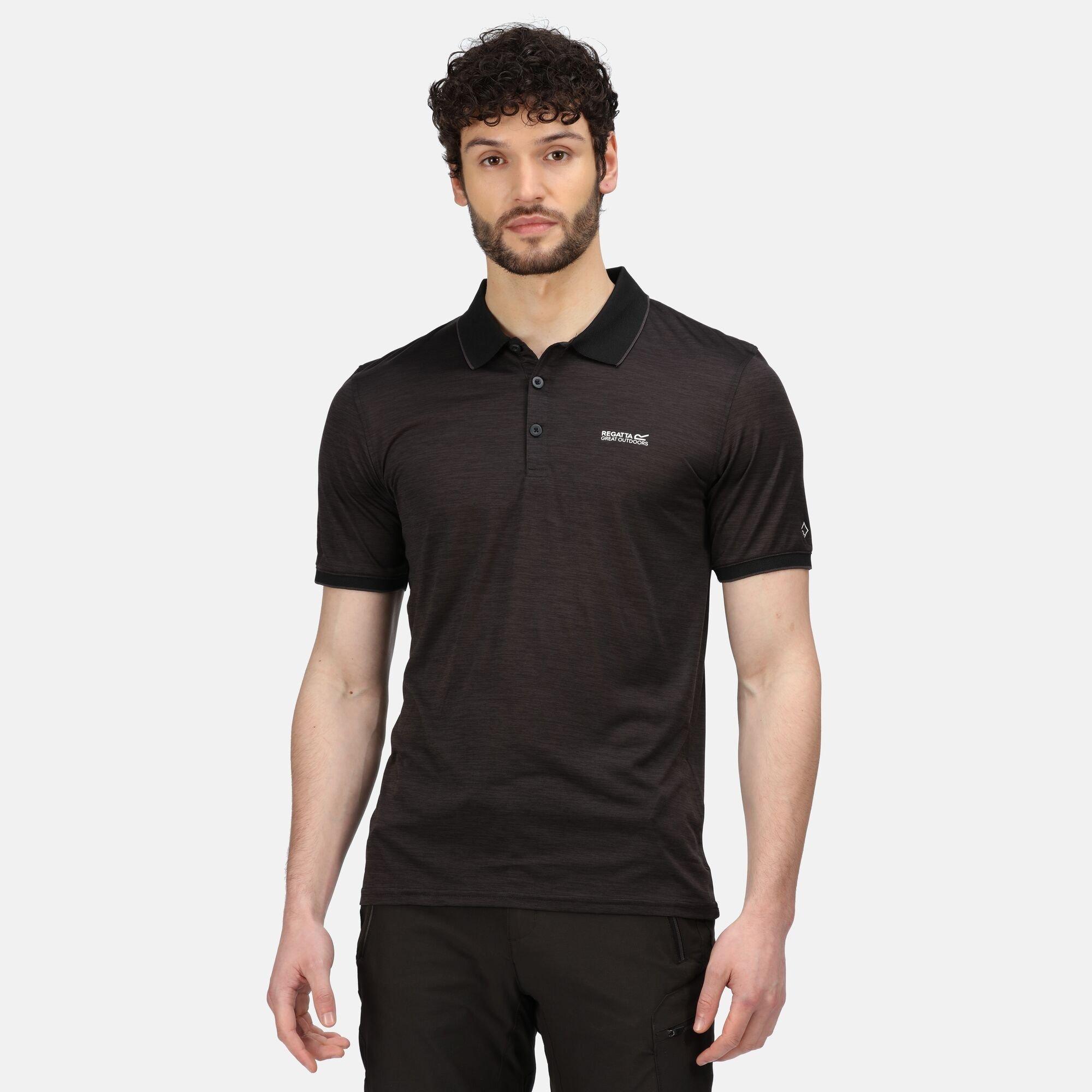 Black - Regatta - Mens Remex II Quick-Drying Polo Shirts - 4