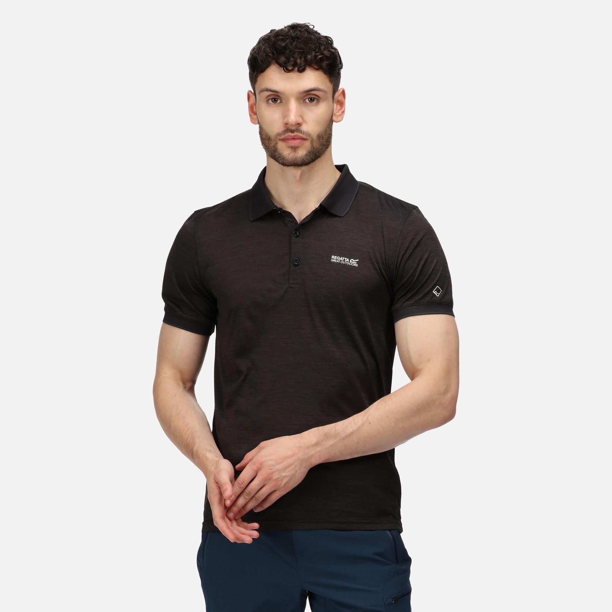 Black - Regatta - Mens Remex II Quick-Drying Polo Shirts - 5