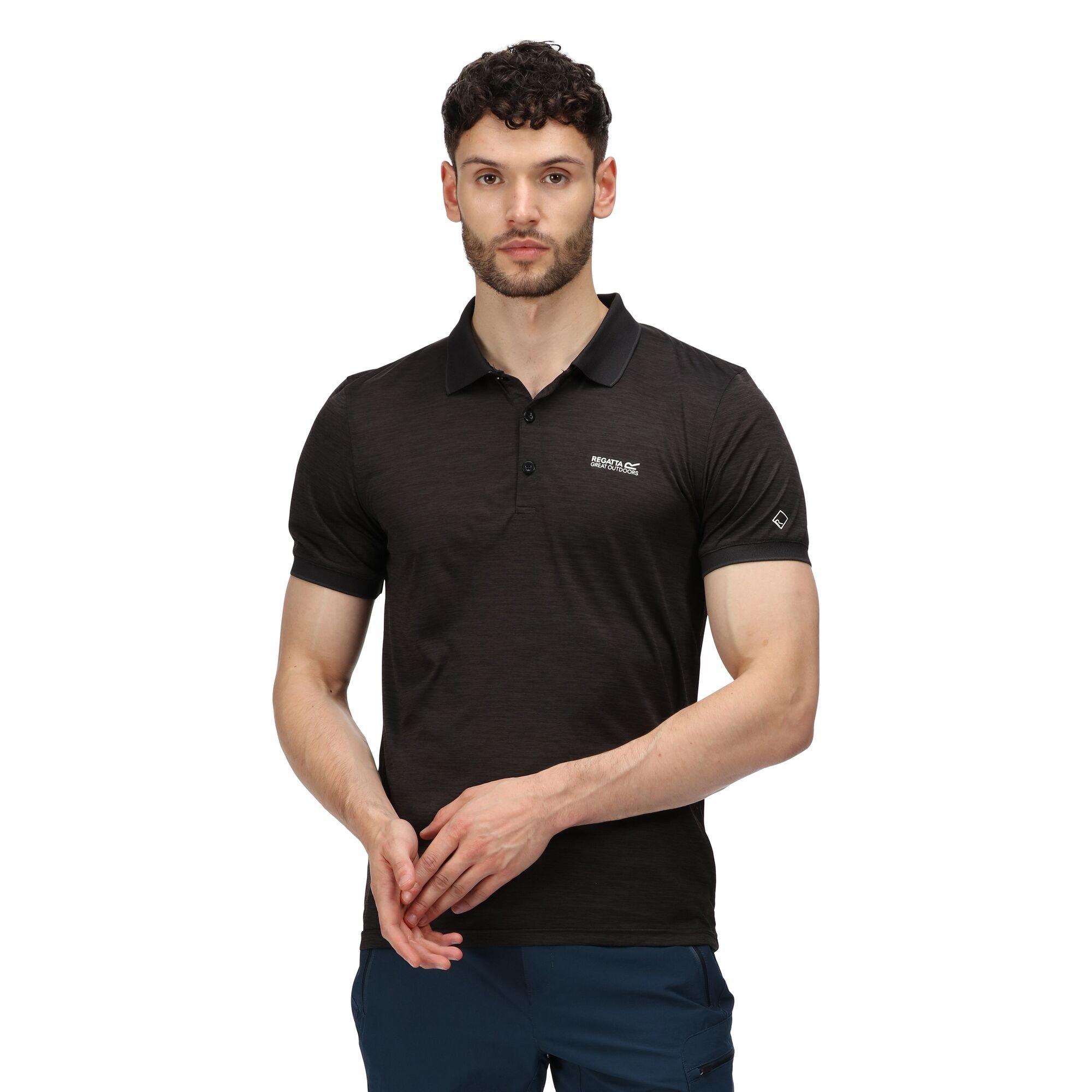 Black - Regatta - Mens Remex II Quick-Drying Polo Shirts - 6