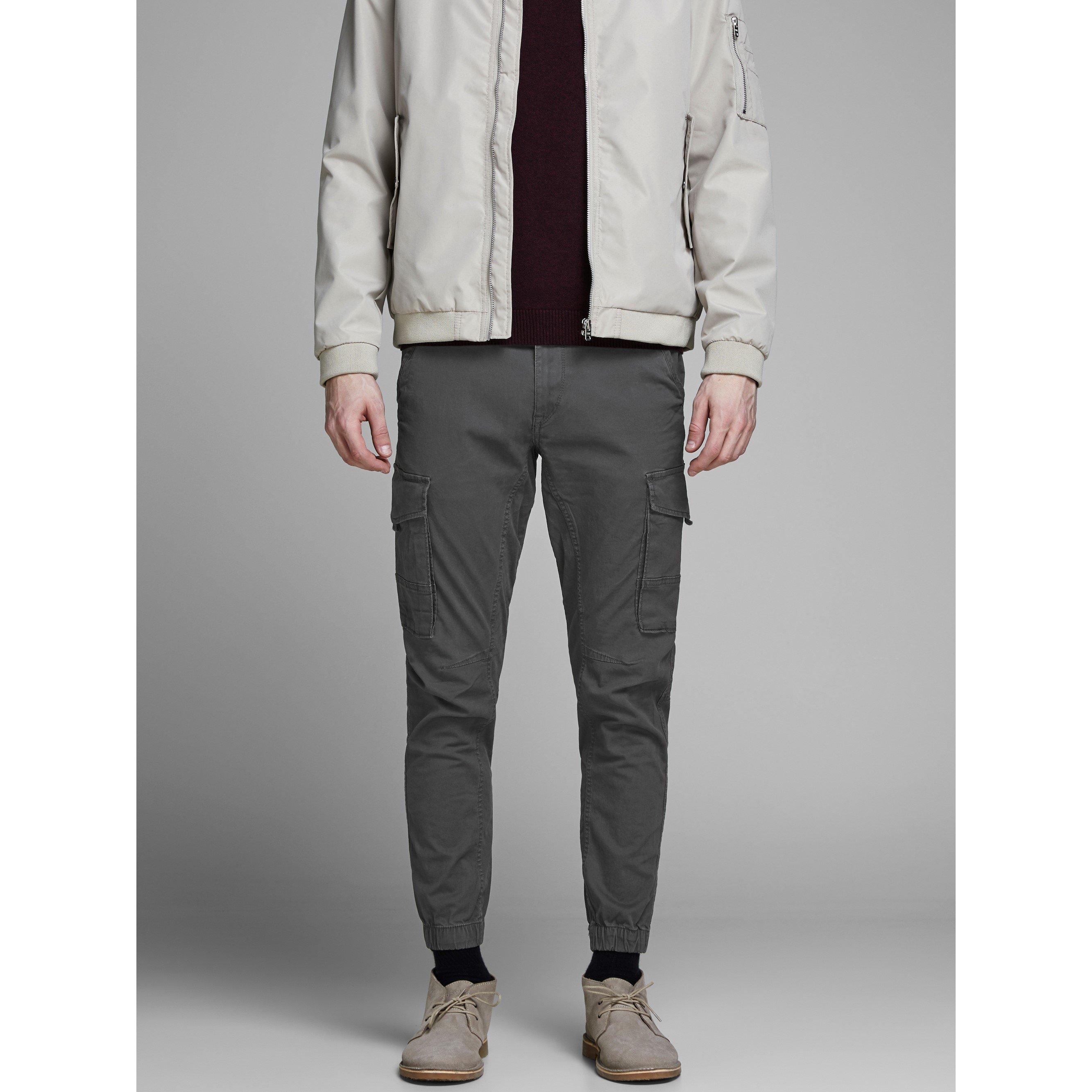 Jack And Jones Men's Slim Stretch Cuffed Cargo Pants - Asphalt - 30W R