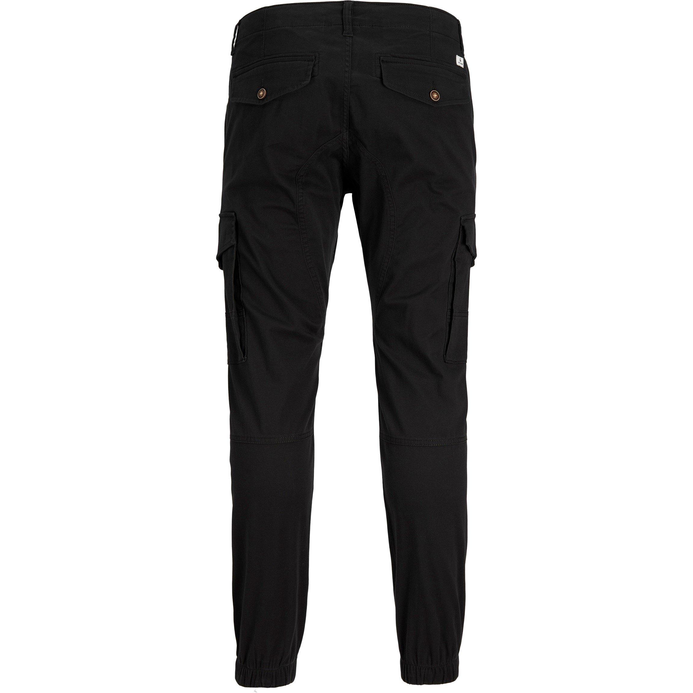 Black - Jack and Jones - Slim Stretch Cuffed Cargo Pants - 2