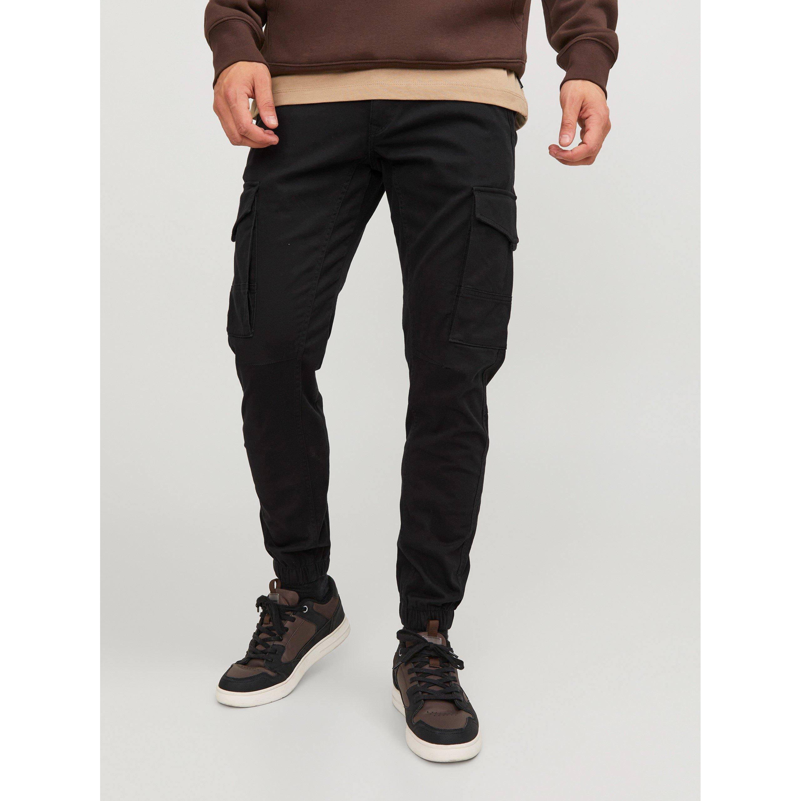 Black - Jack and Jones - Slim Stretch Cuffed Cargo Pants - 3
