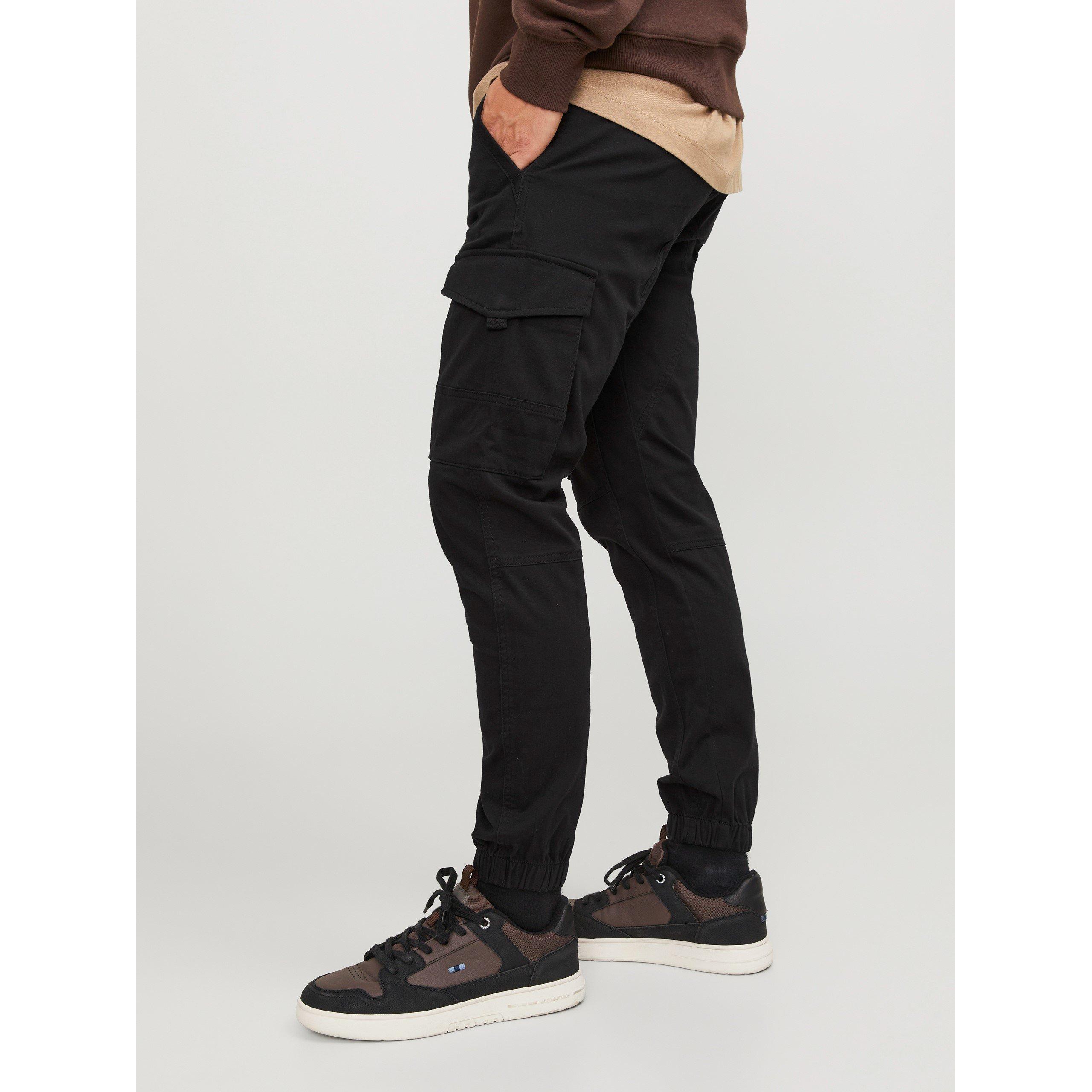 Black - Jack and Jones - Slim Stretch Cuffed Cargo Pants - 4