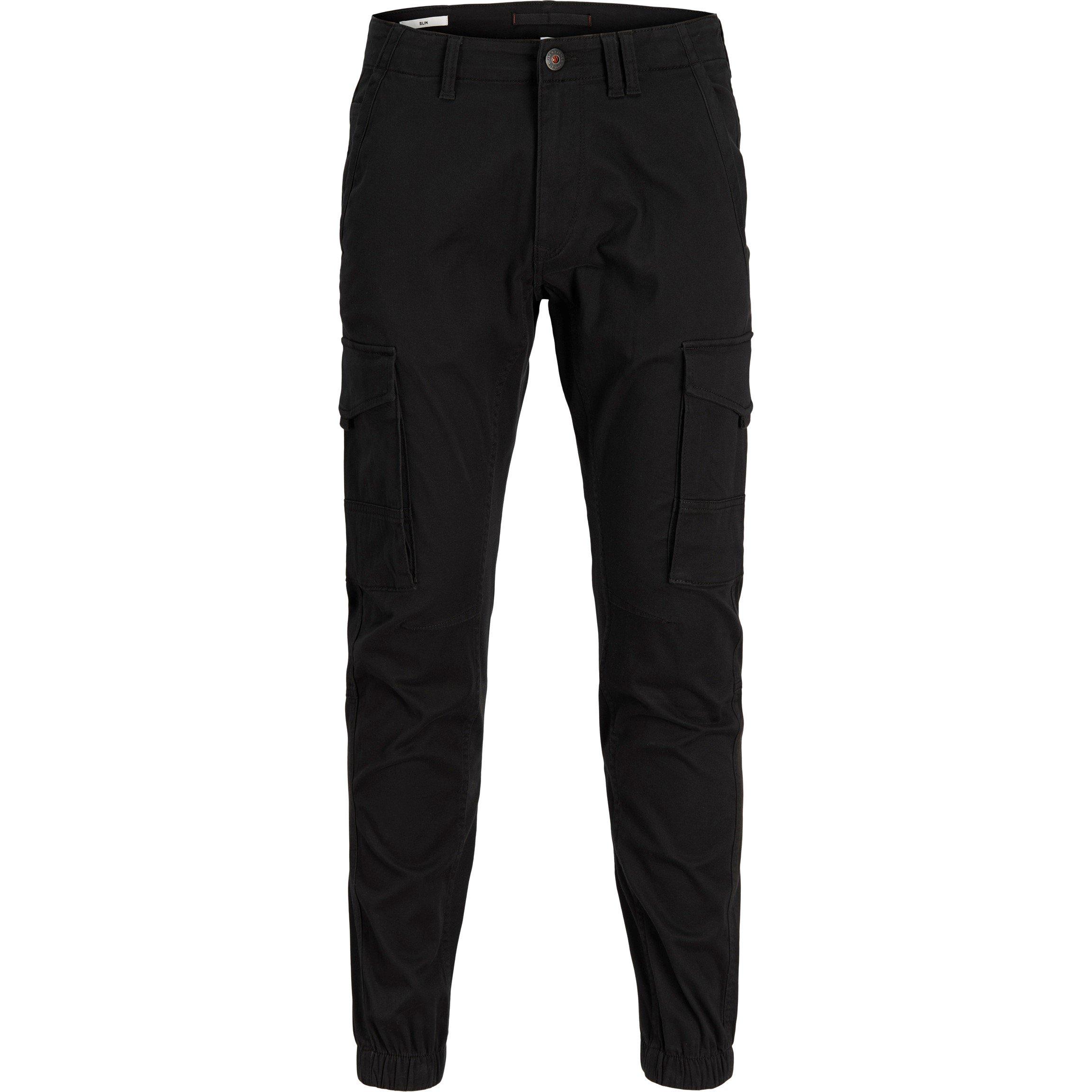 Black - Jack and Jones - Slim Stretch Cuffed Cargo Pants - 6