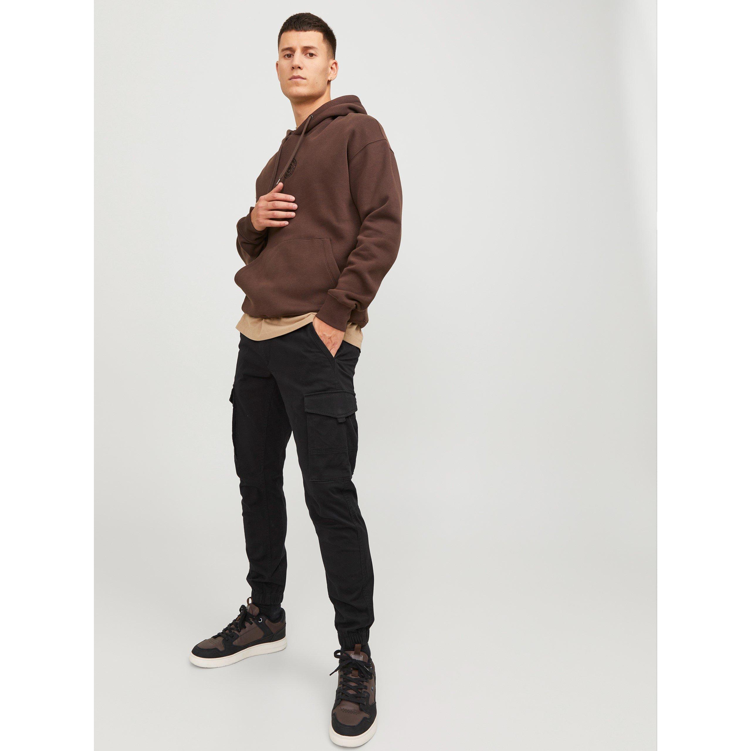 Black - Jack and Jones - Slim Stretch Cuffed Cargo Pants - 8