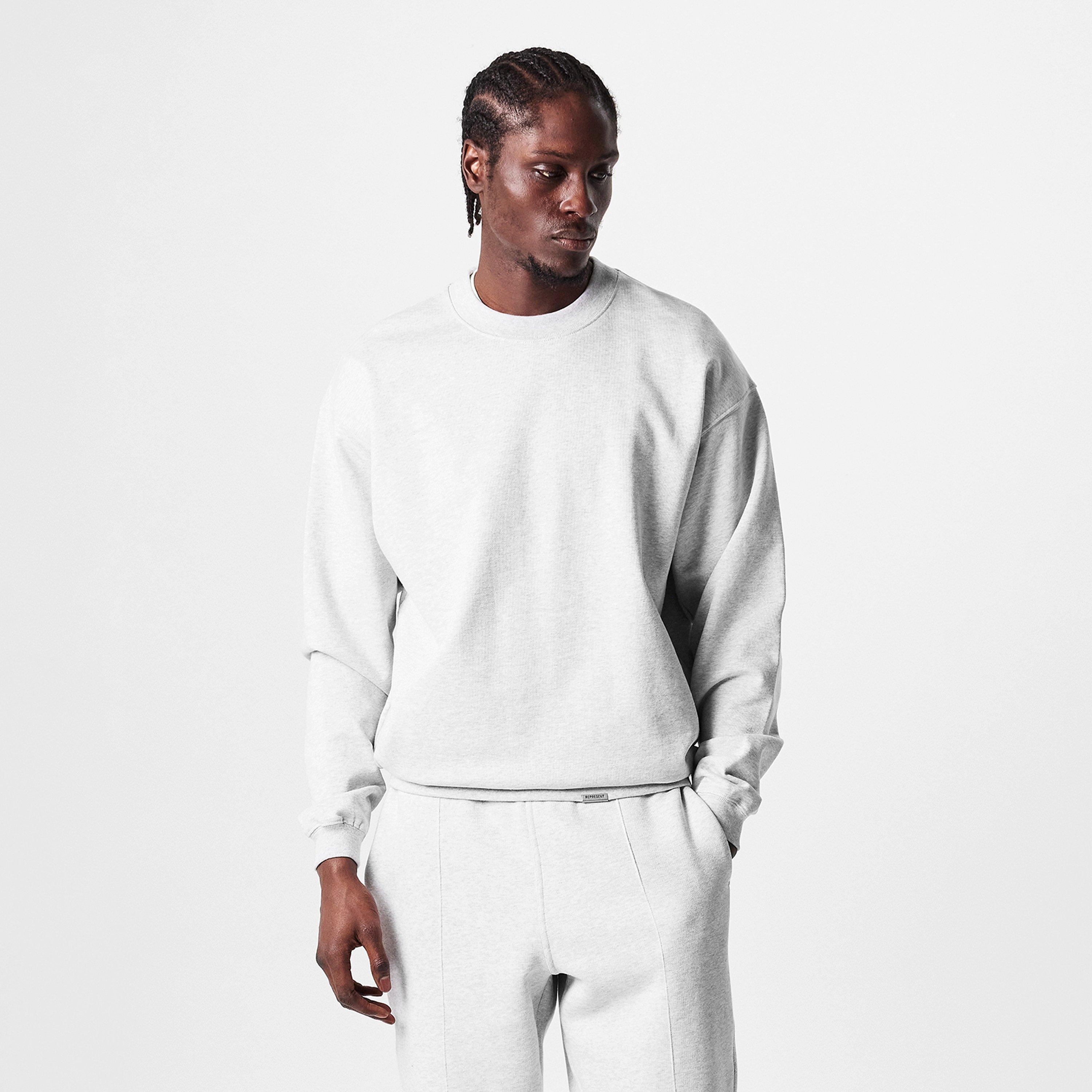 Ice Grey Marl - Represent - Men's Initial Long Sleeve Crew Sweatshirt - 3