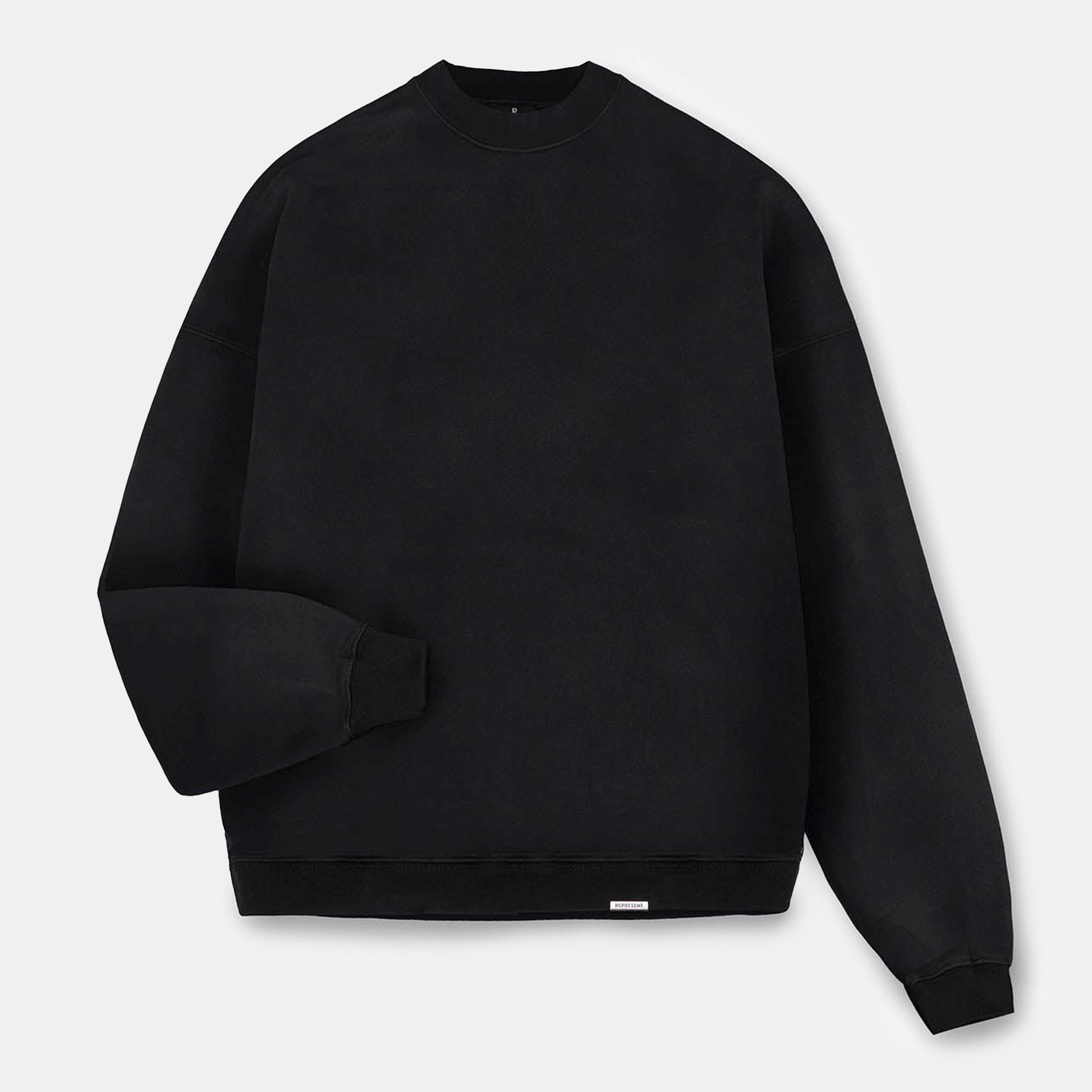 Black - Represent - Men's Initial Long Sleeve Crew Sweatshirt - 1