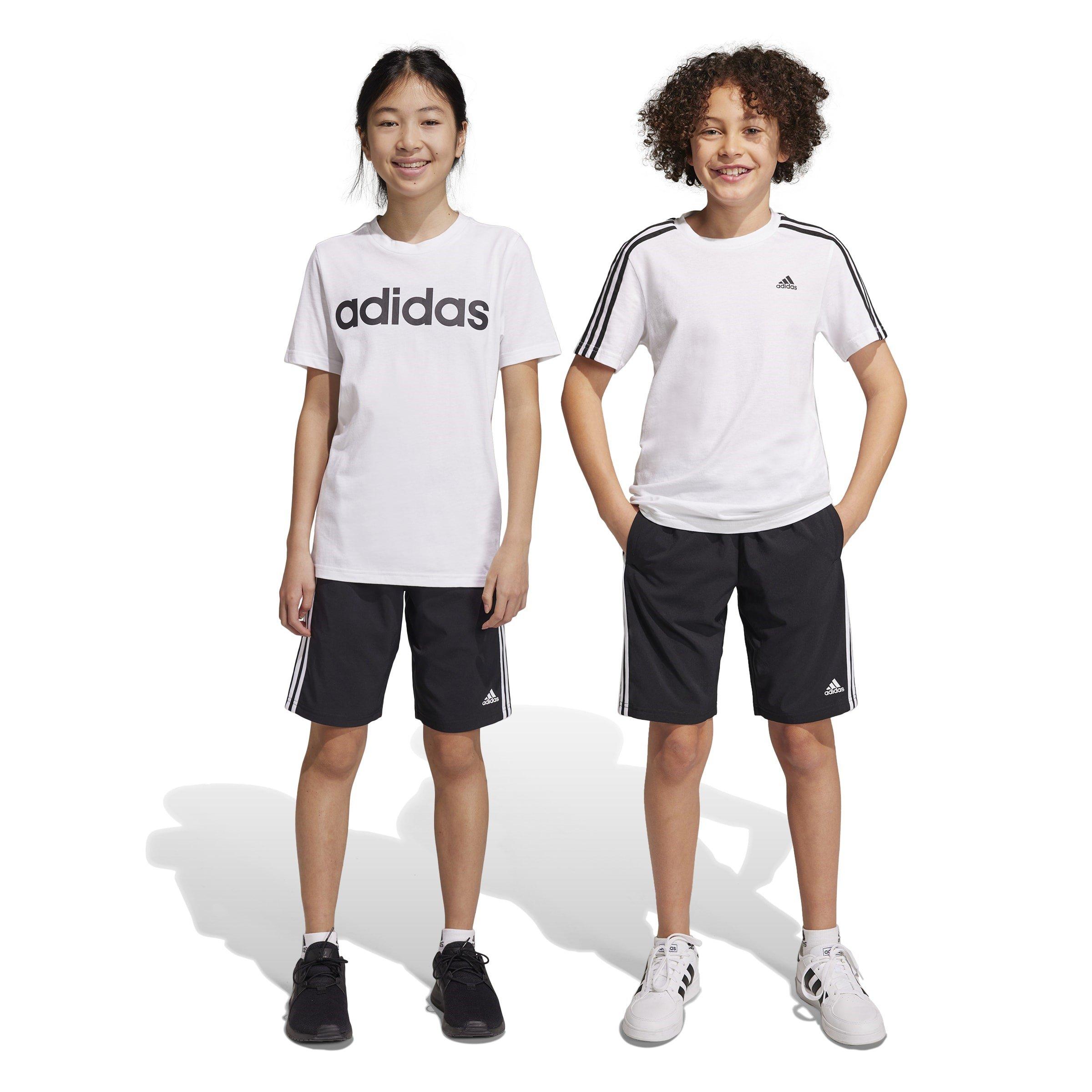 Black/White - adidas - Essentials 3-Stripes Woven Shorts Juniors - 3