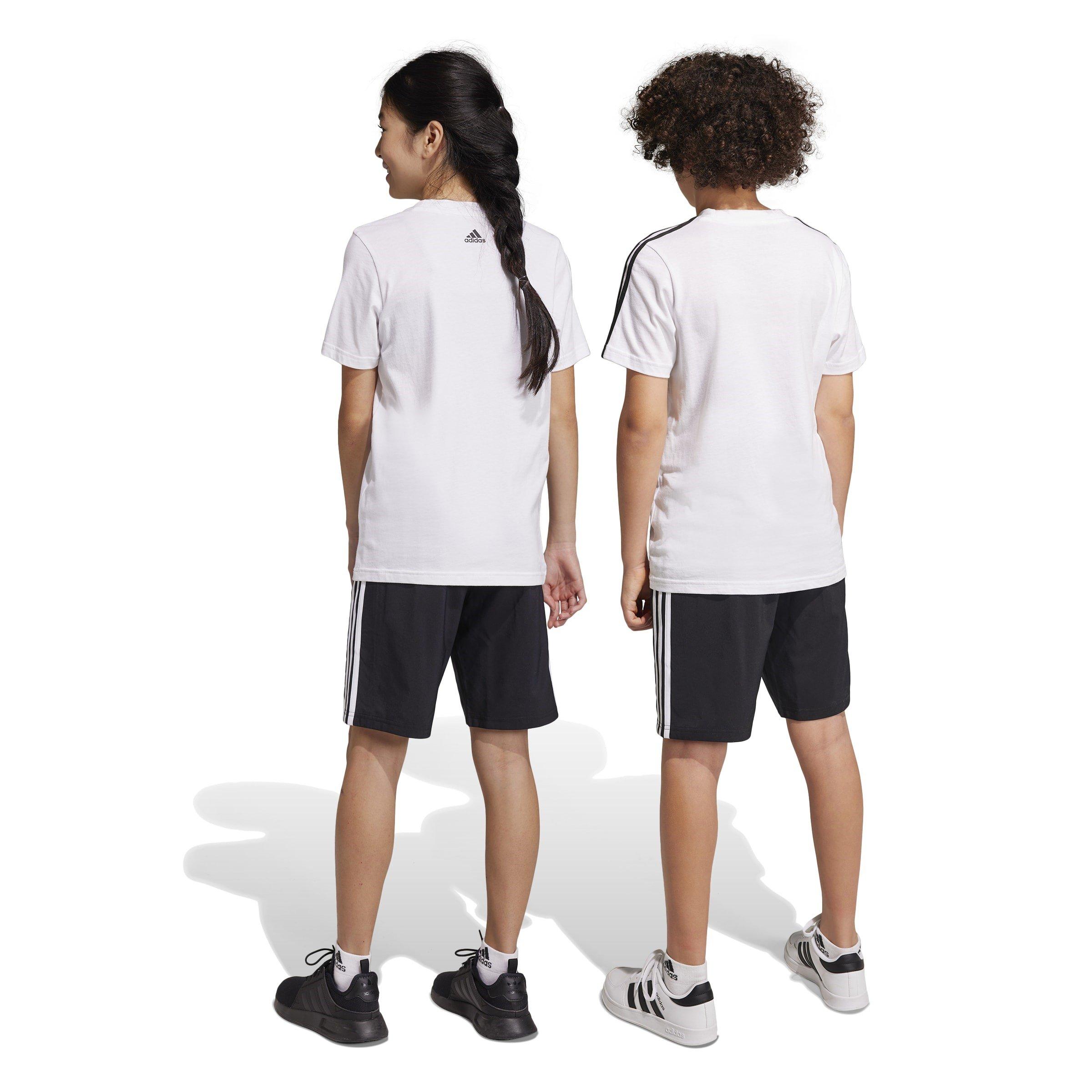 Black/White - adidas - Essentials 3-Stripes Woven Shorts Juniors - 4
