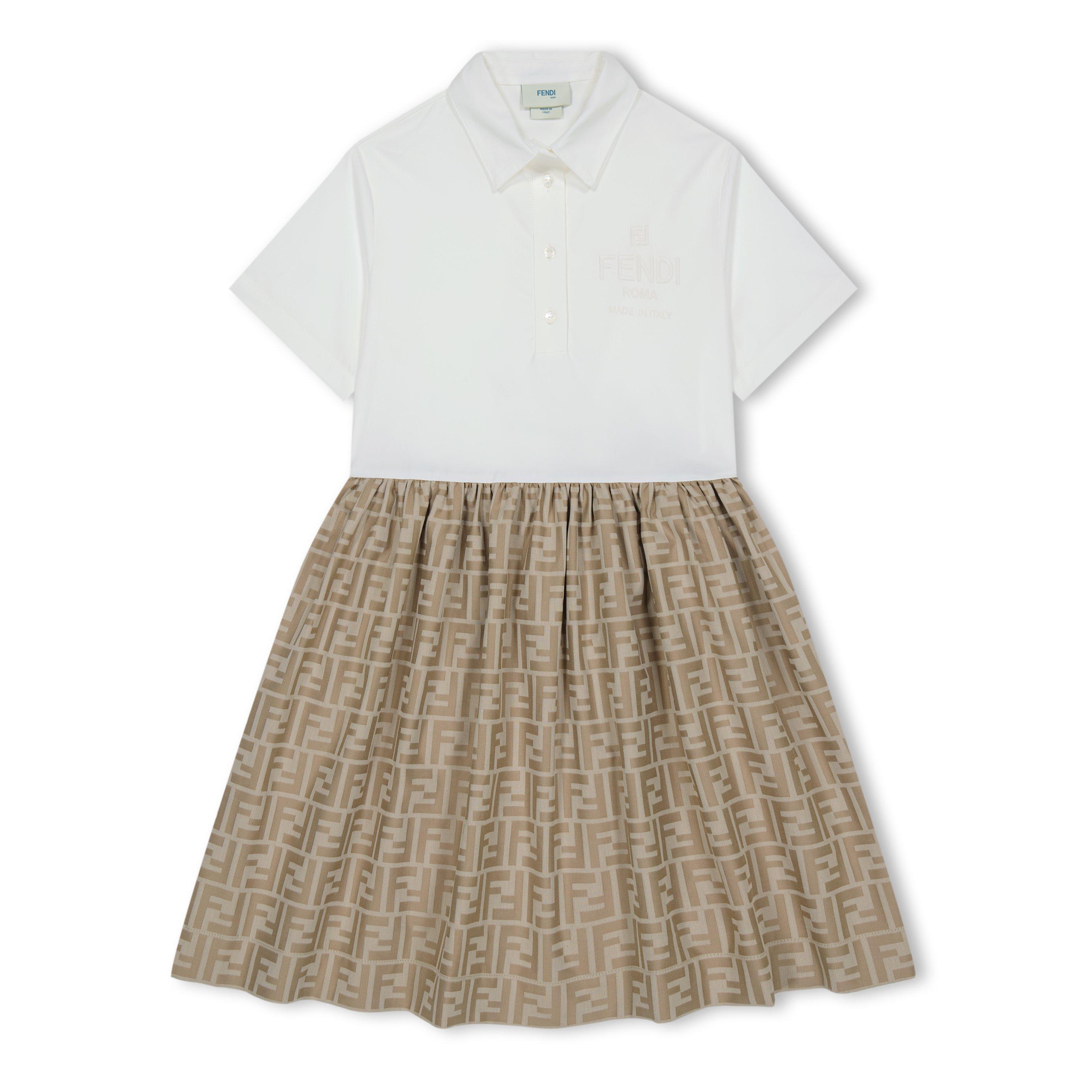 Beige F1F4G - Fendi - Beige Poplin Junior Dress - 1