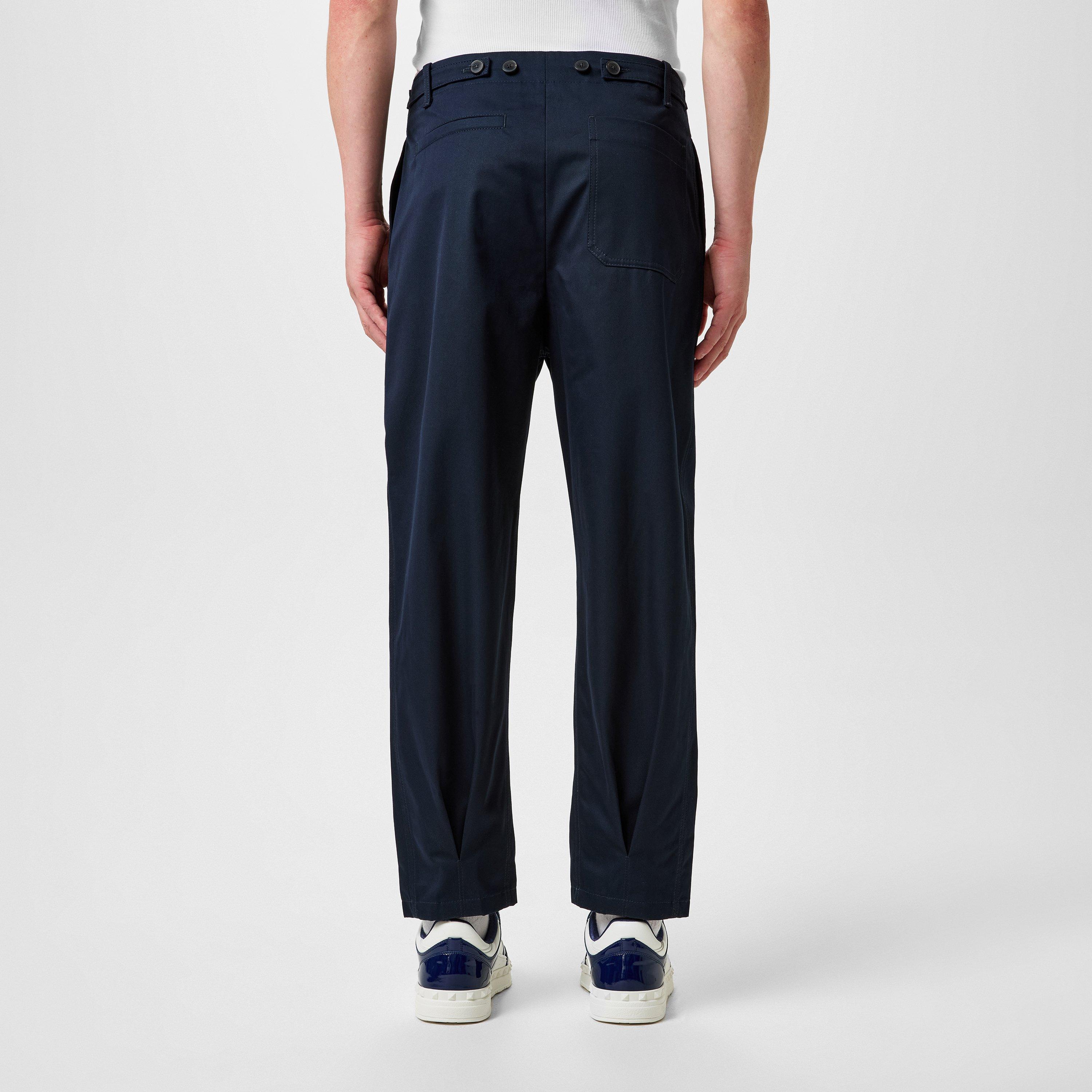 Navy - Valentino - Pleat Detail Tapered Trousers - 3
