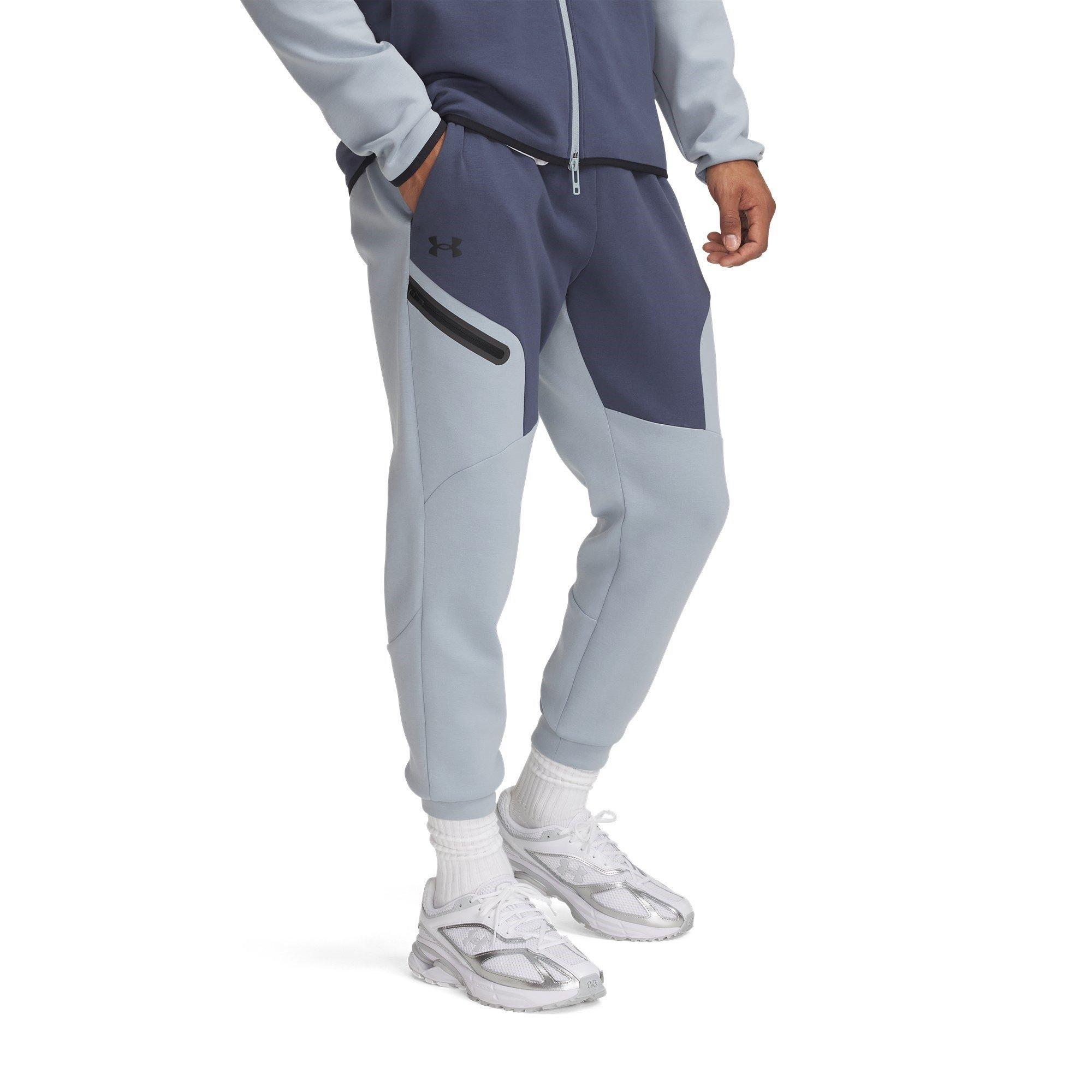 Under Armour Men's Unstoppable Closed Hem Fleece Joggers - Gray/Blue/Black - XL