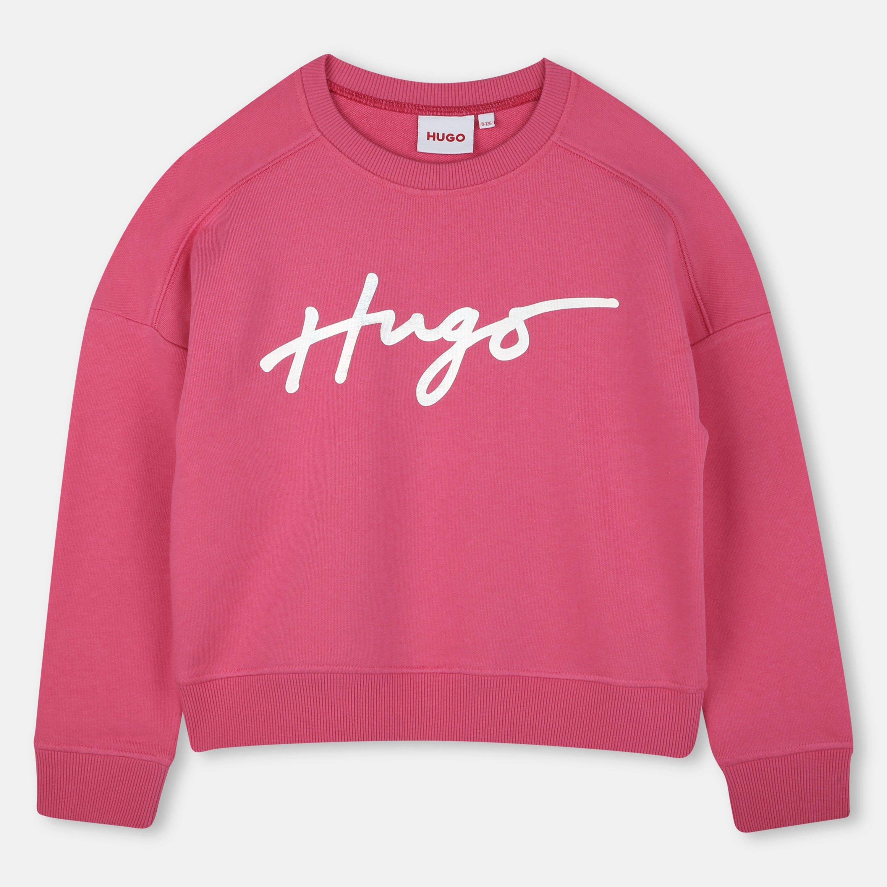 Hugo Kids' Big Logo Crew Sweatshirt - Pink 48T - Size 10Y