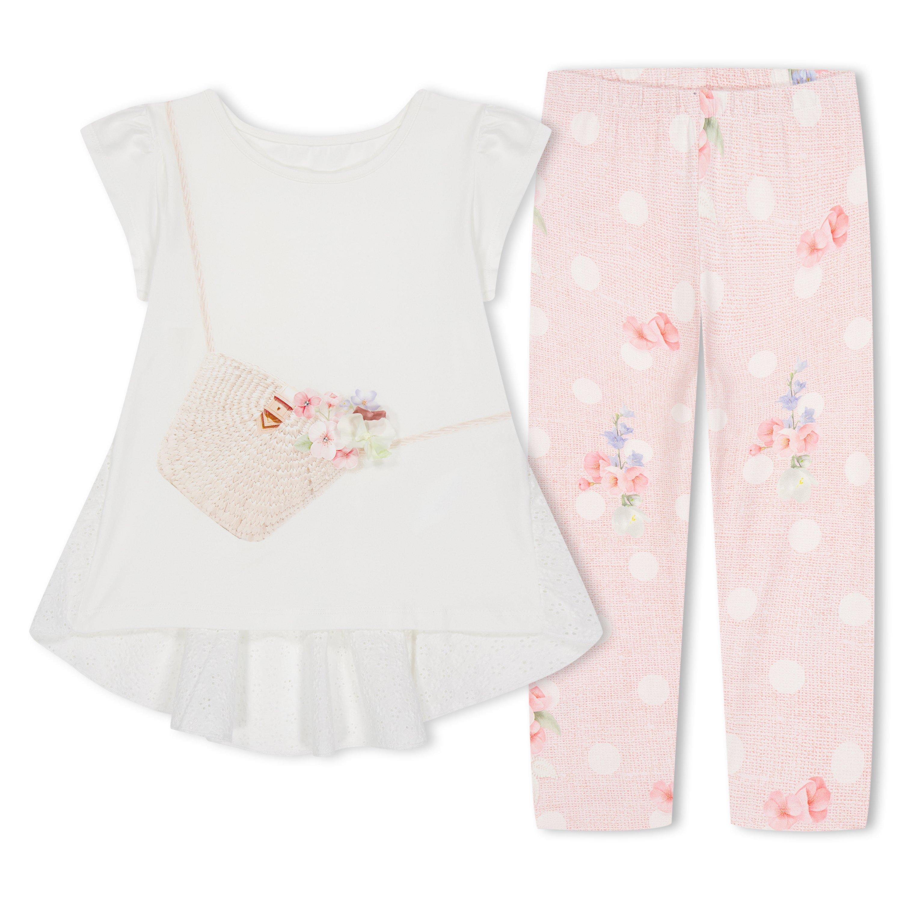 Off White 870 - LAPIN HOUSE - Kids' White and Pink Print Clothing Set - 1