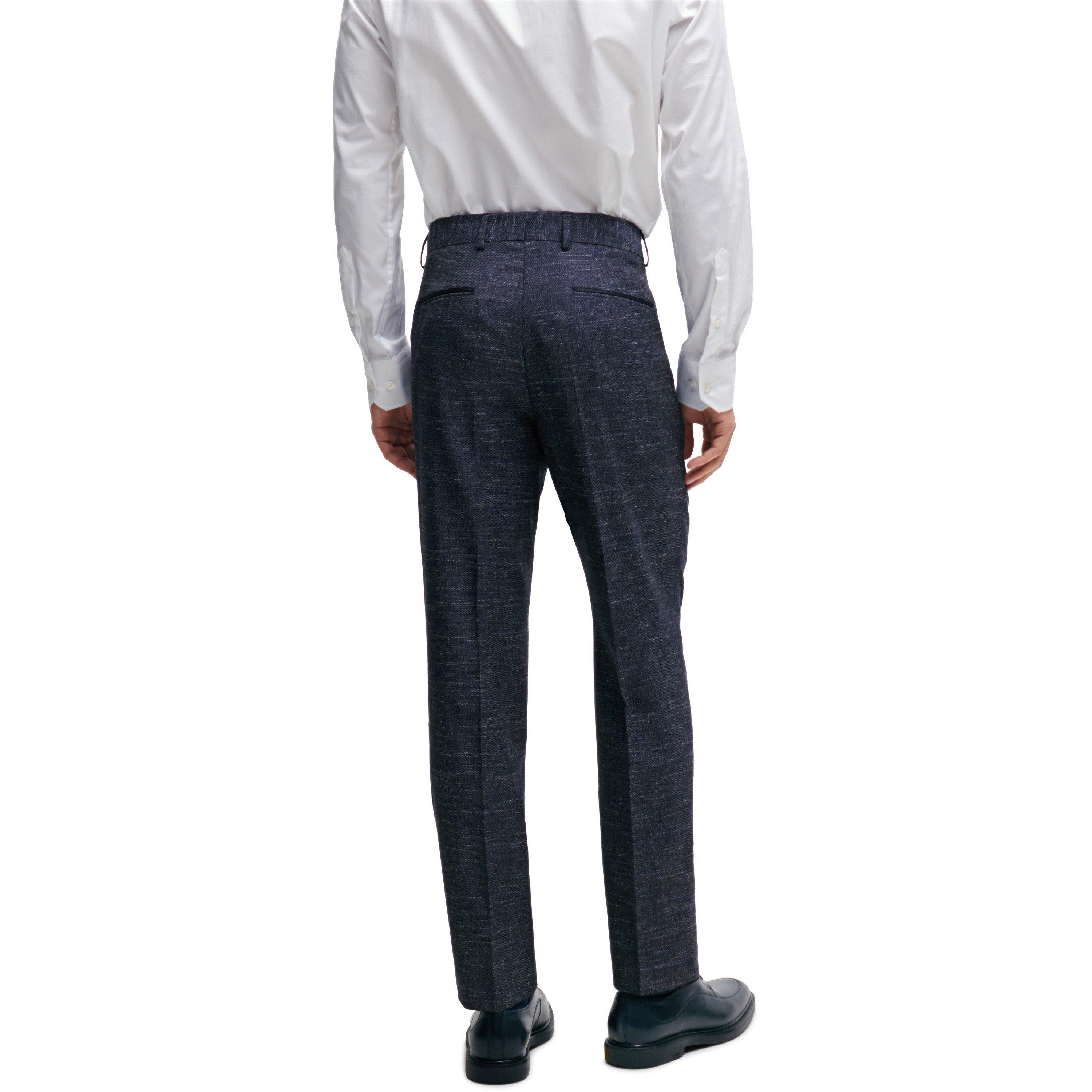 Dark Blue - Boss - Men's H Genius Slim Fit Trousers - 3