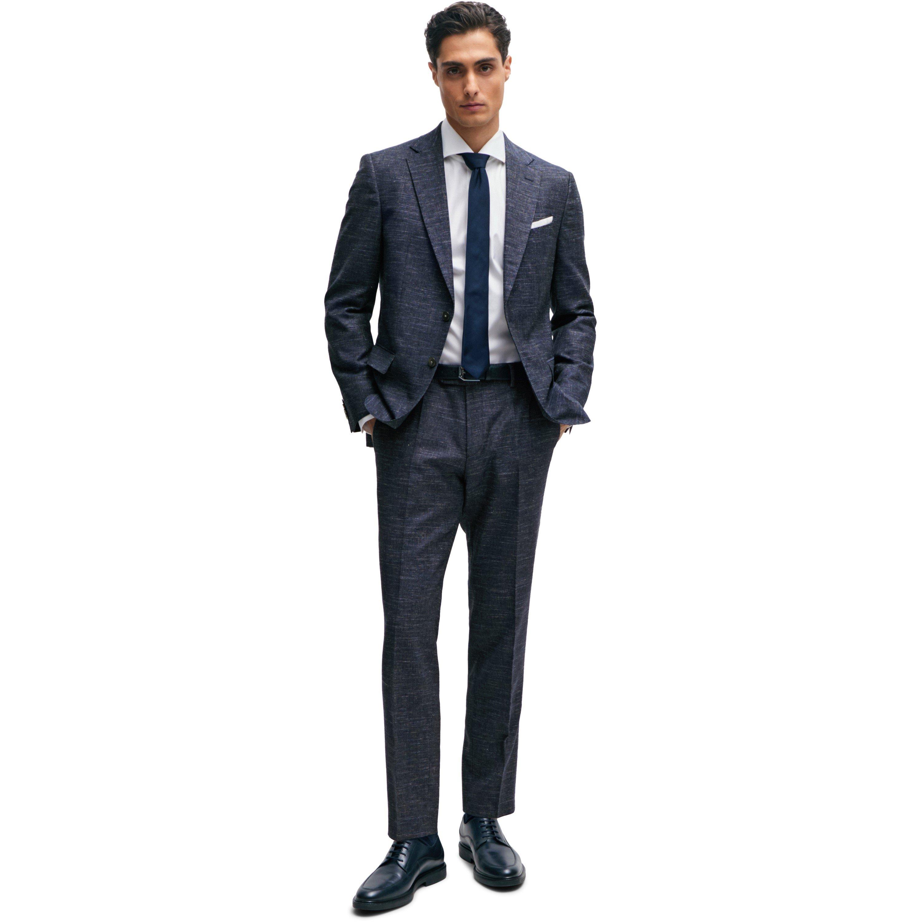 Dark Blue - Boss - Men's H Genius Slim Fit Trousers - 5