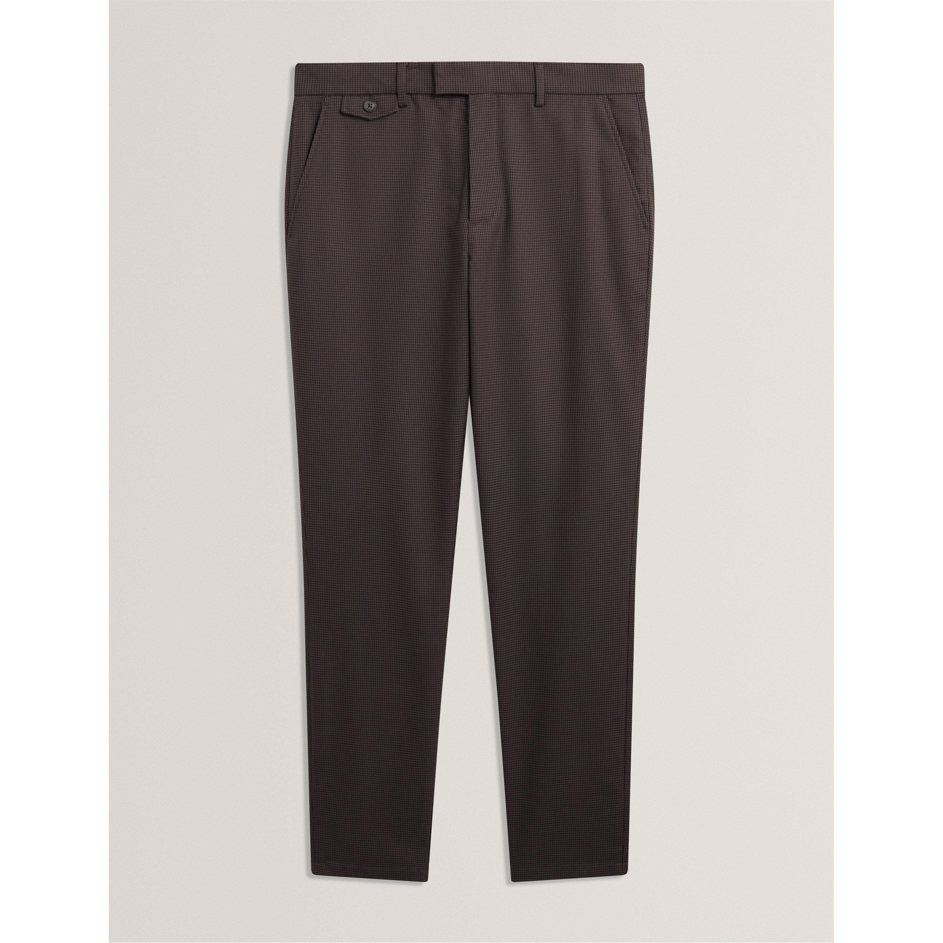 Grey - Ted Baker - Men's Houndstooth Slim Fit Trousers - 2