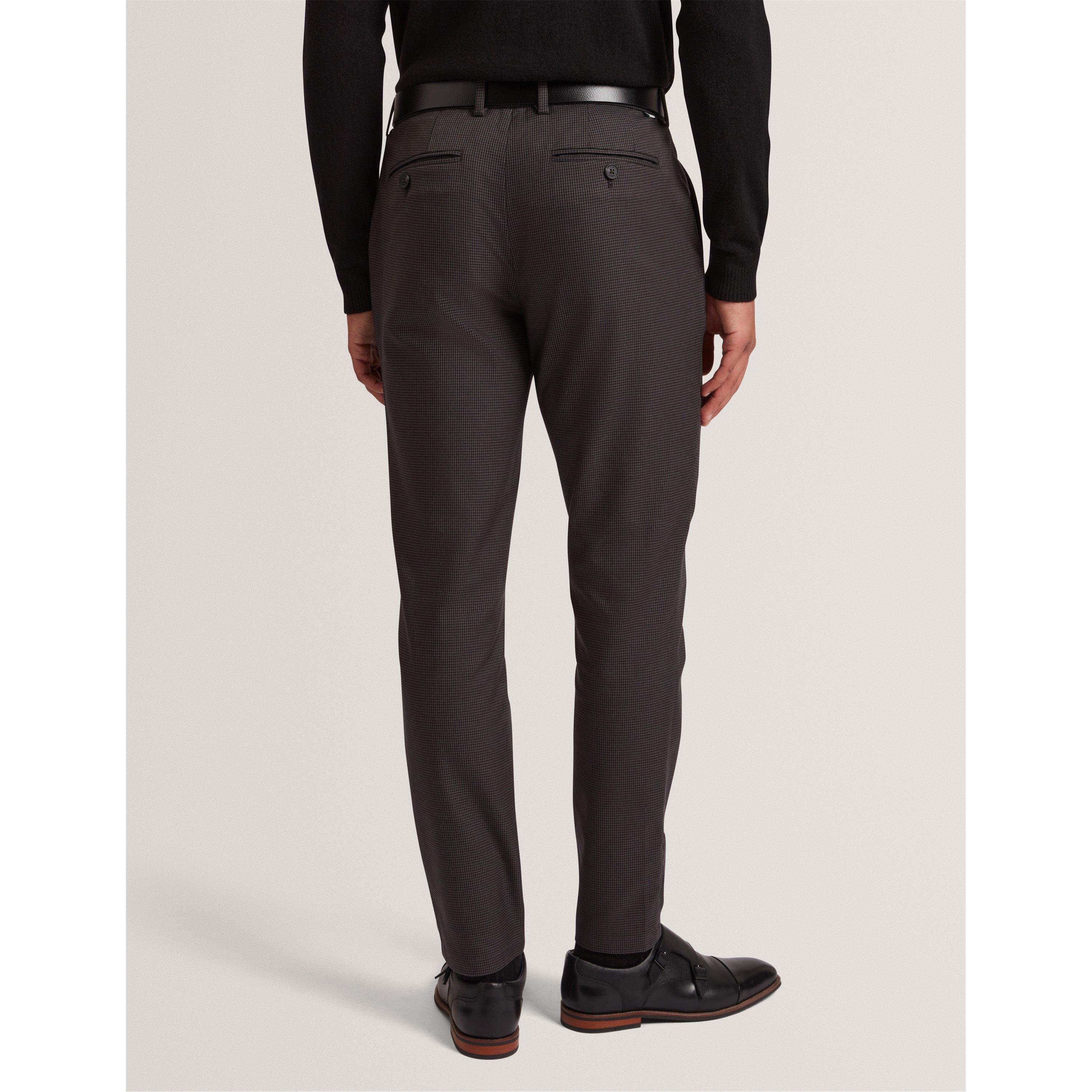 Grey - Ted Baker - Men's Houndstooth Slim Fit Trousers - 4