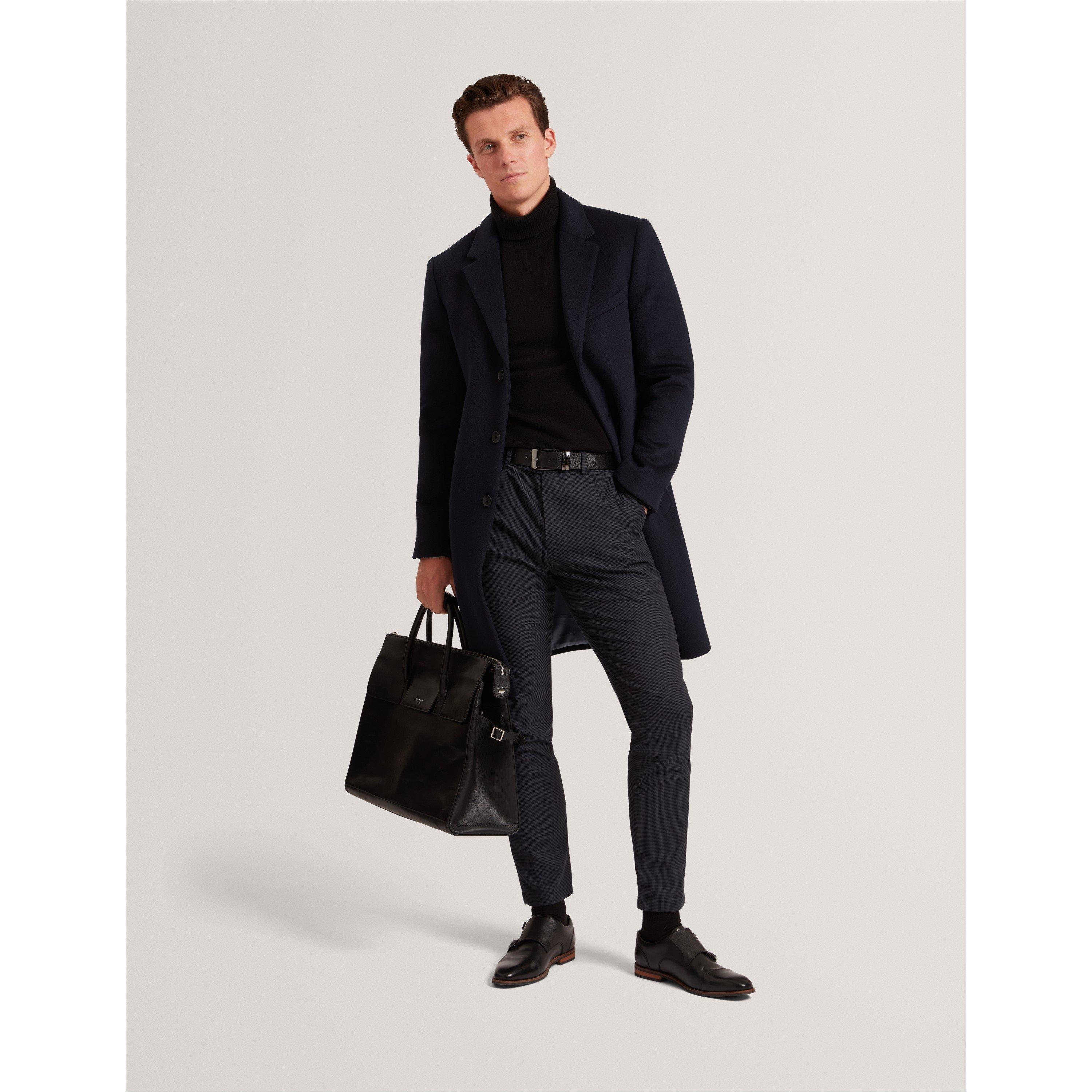 Navy - Ted Baker - Men's Houndstooth Slim Fit Trousers - 5