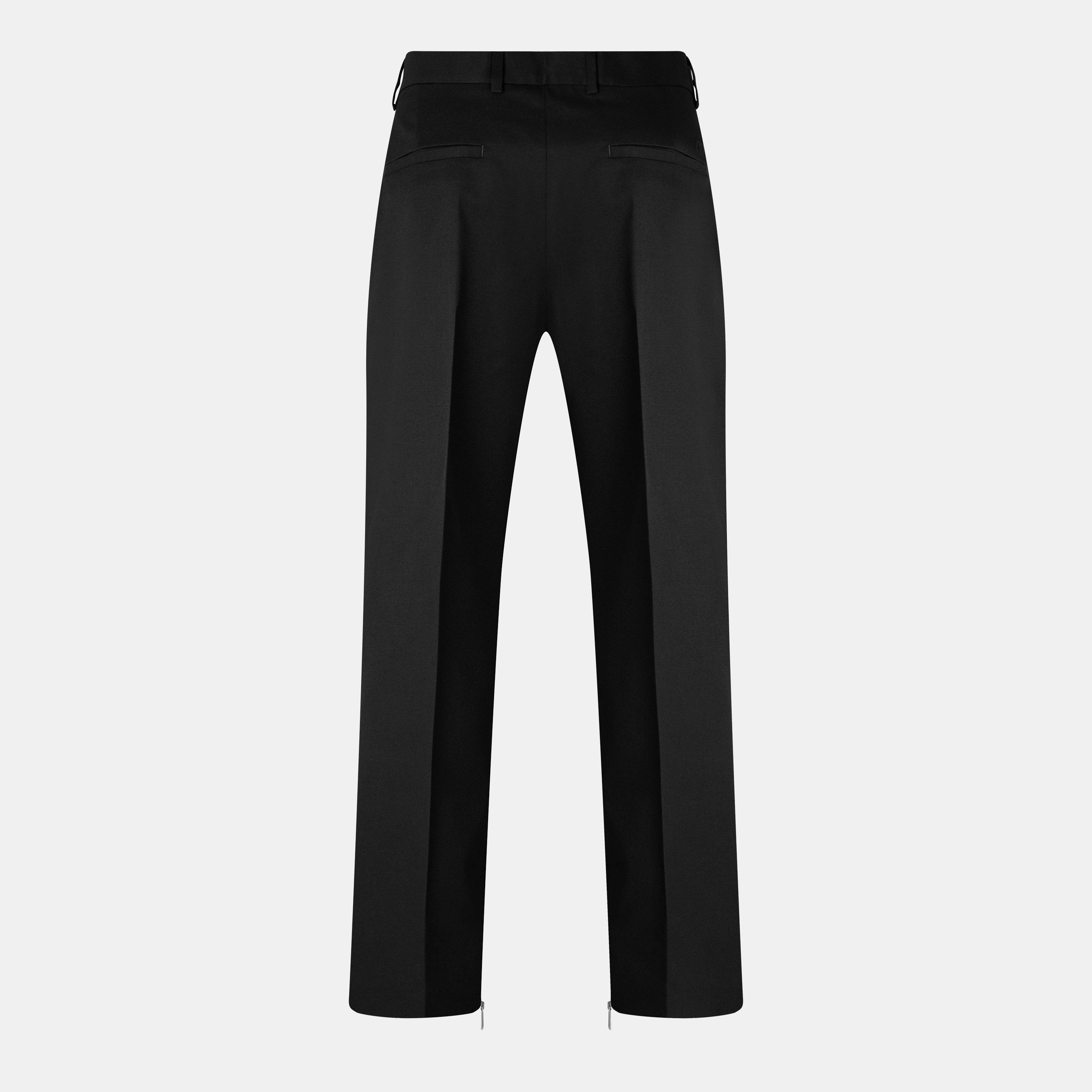Black - Off White - Men's Slim Fit Trousers - 2