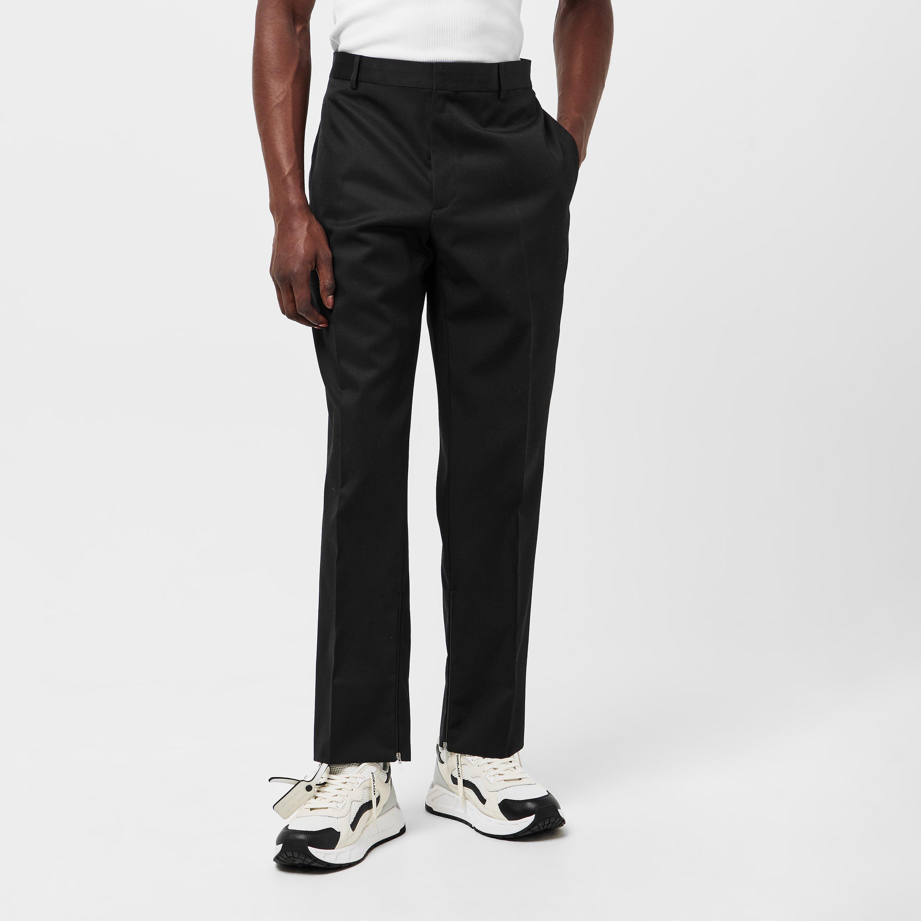 Black - Off White - Men's Slim Fit Trousers - 3