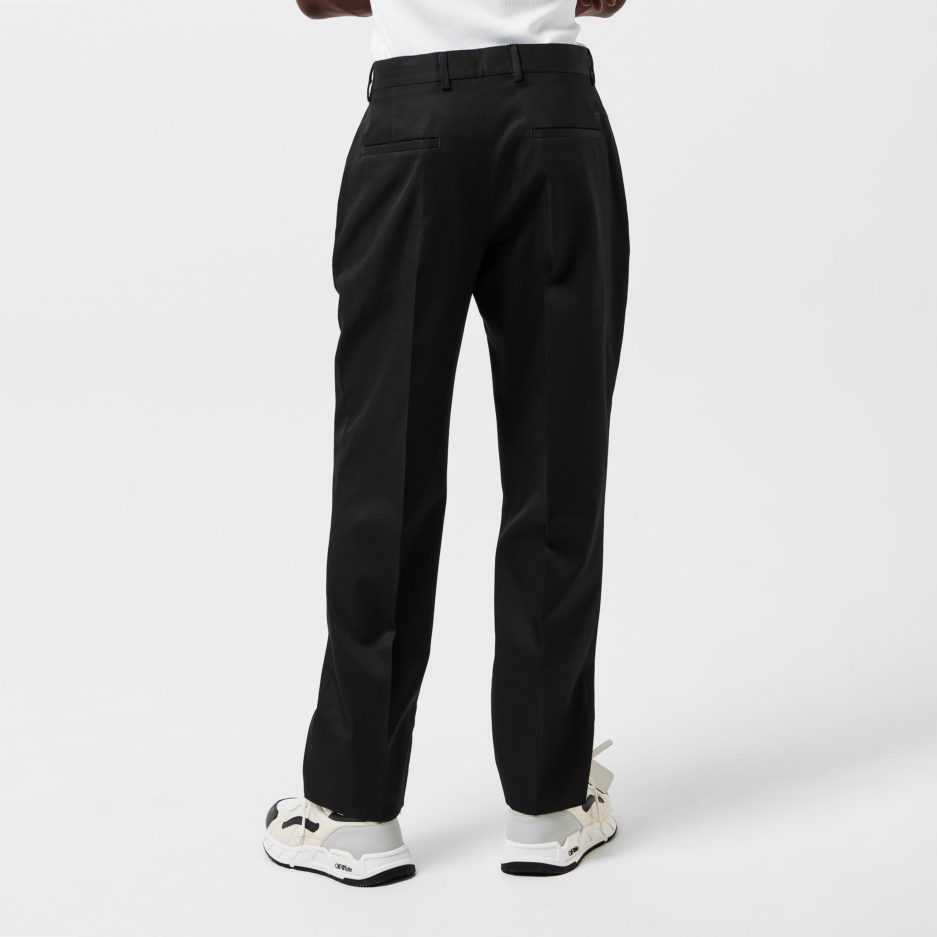 Black - Off White - Men's Slim Fit Trousers - 4
