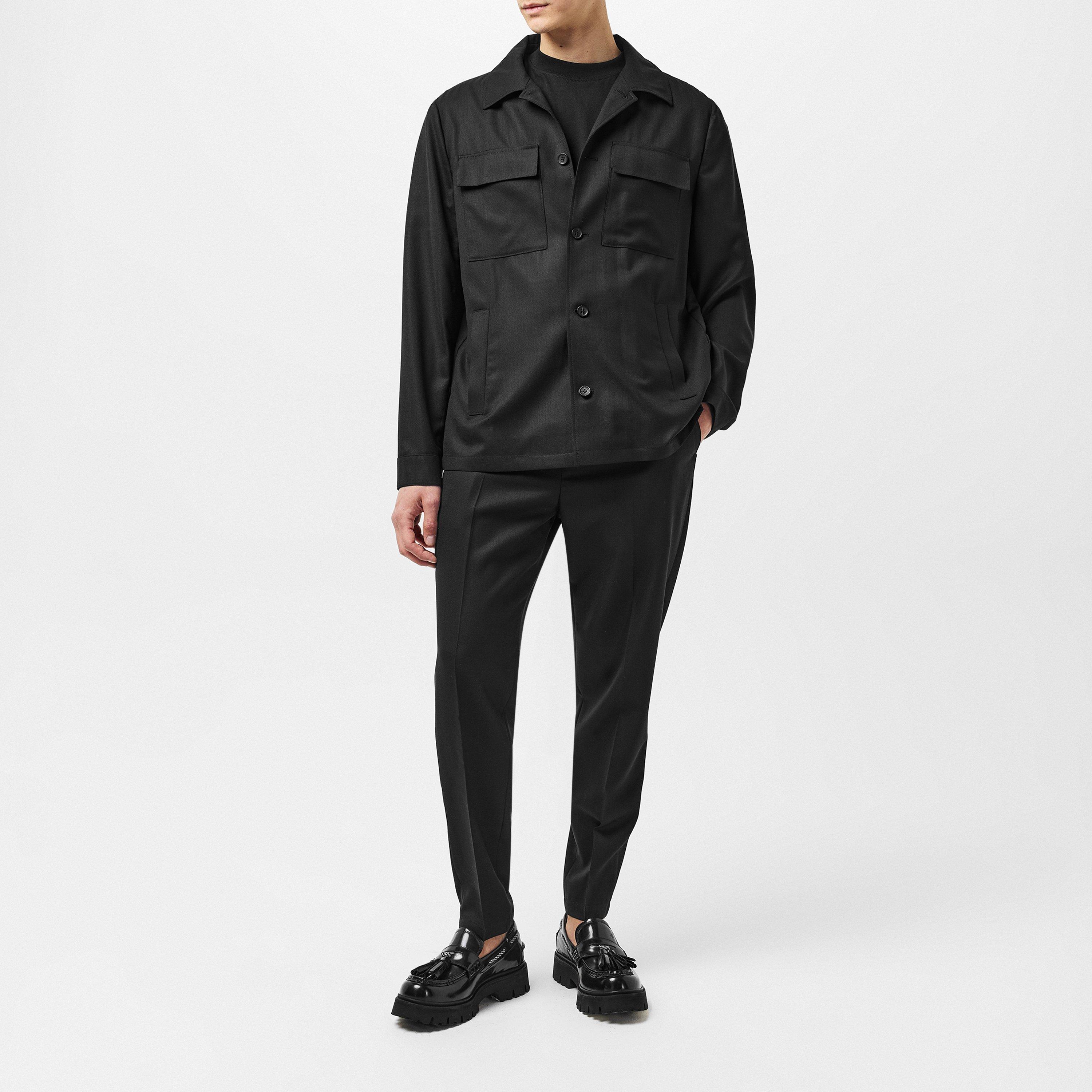 Black - Ted Baker - Men's Selwynt Wool Slim Fit Trousers - 6