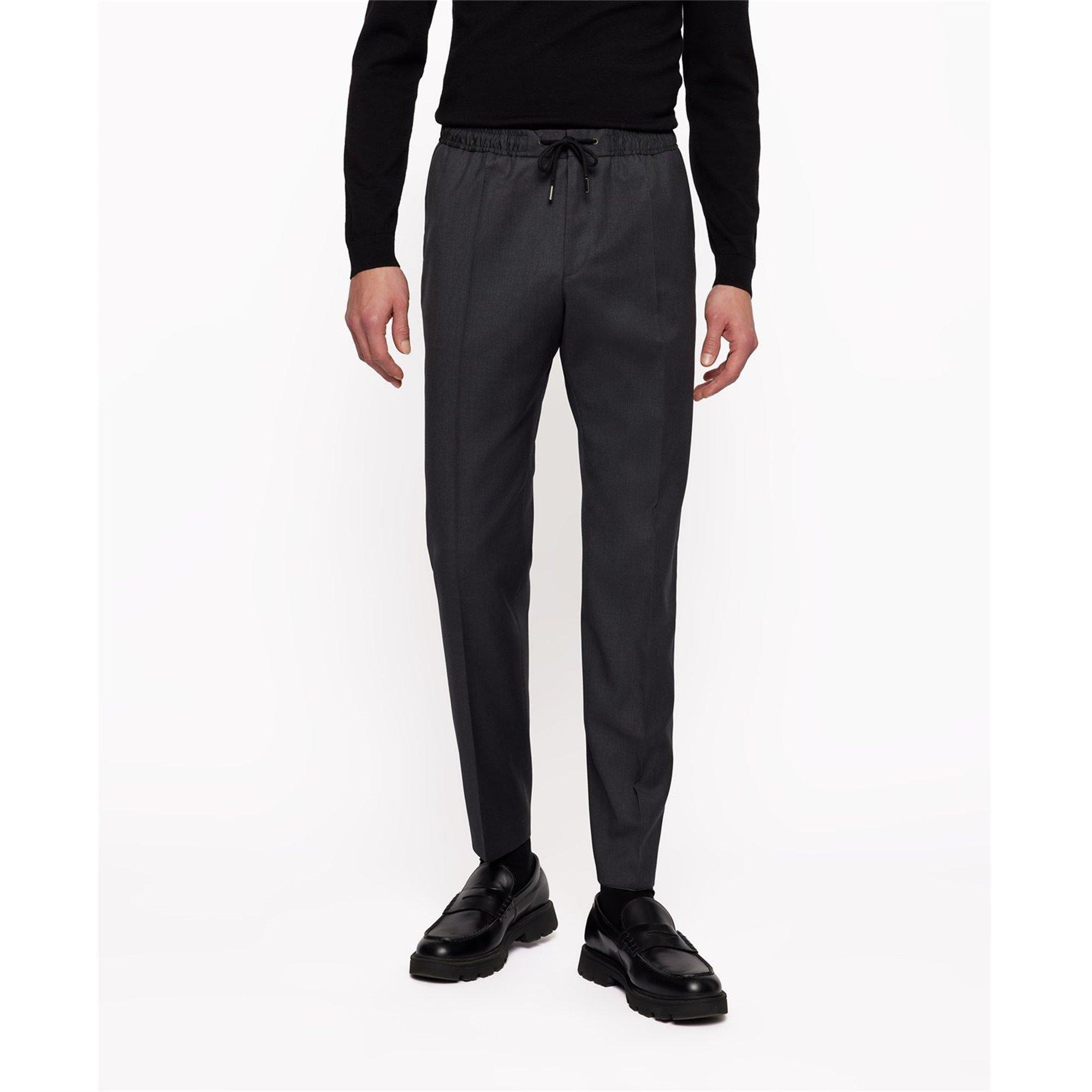 Dark Grey - Boss - Men's Banks Slim Fit Trousers - 2