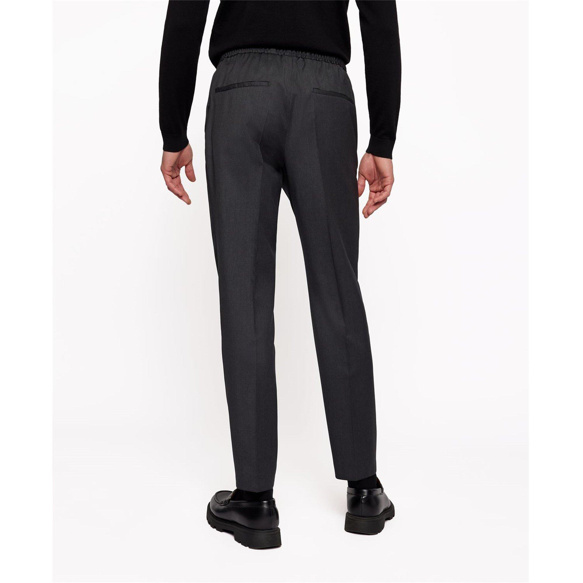 Dark Grey - Boss - Men's Banks Slim Fit Trousers - 3
