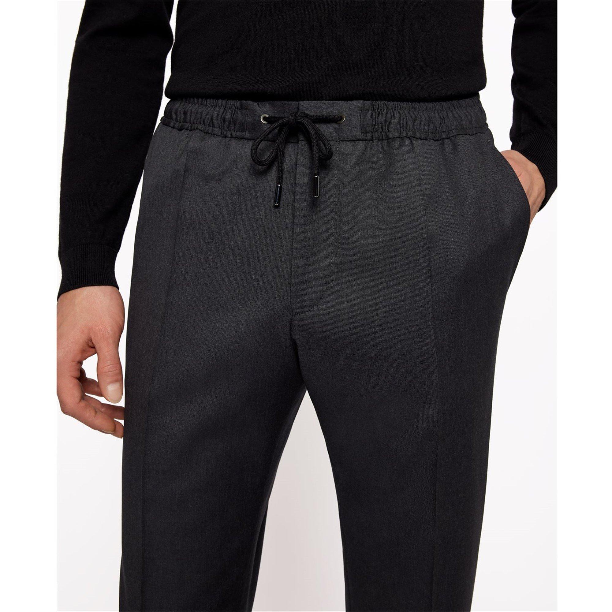 Dark Grey - Boss - Men's Banks Slim Fit Trousers - 4