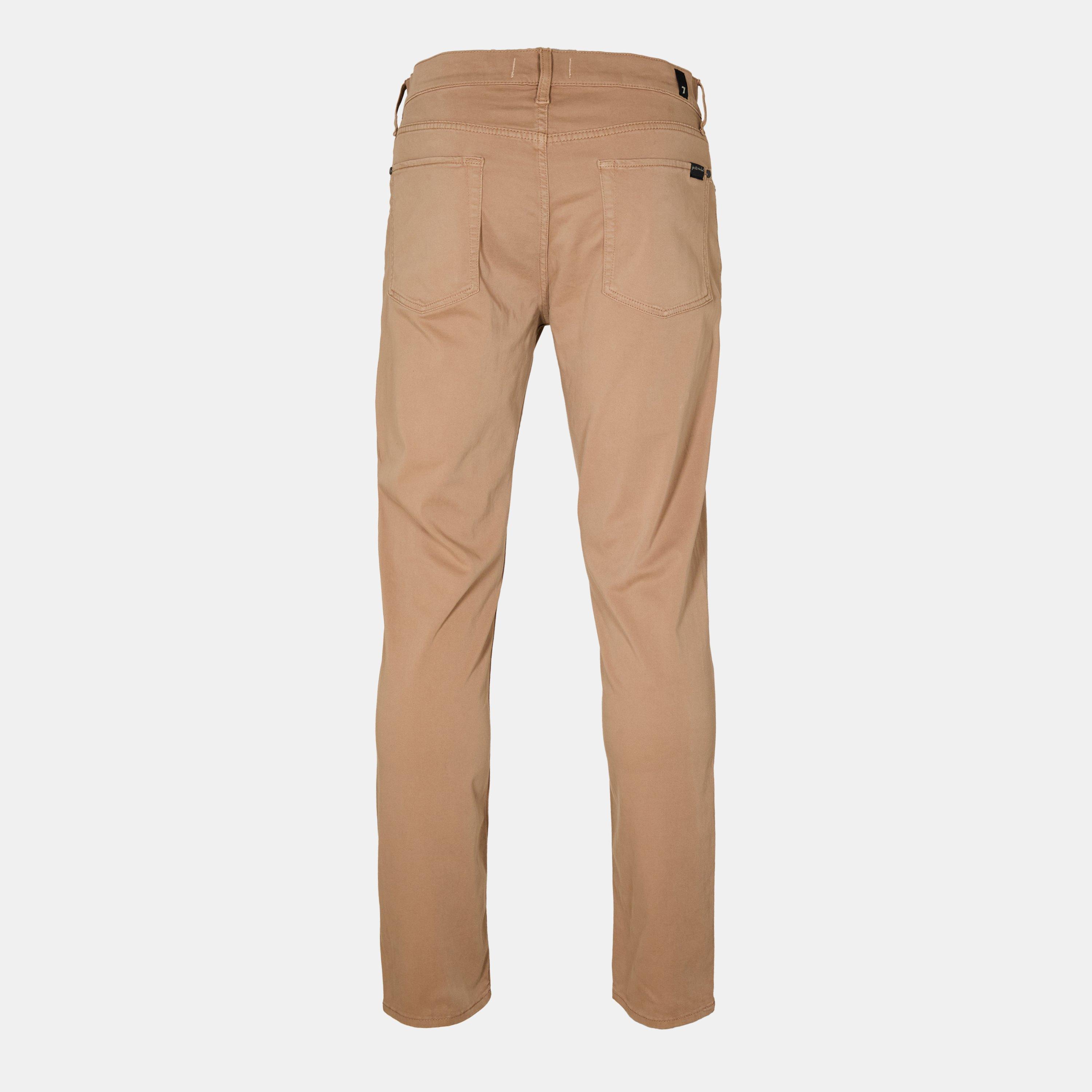 Beige - 7 For All Mankind - Men's Slimmy Sateen Slim Fit Trousers - 2