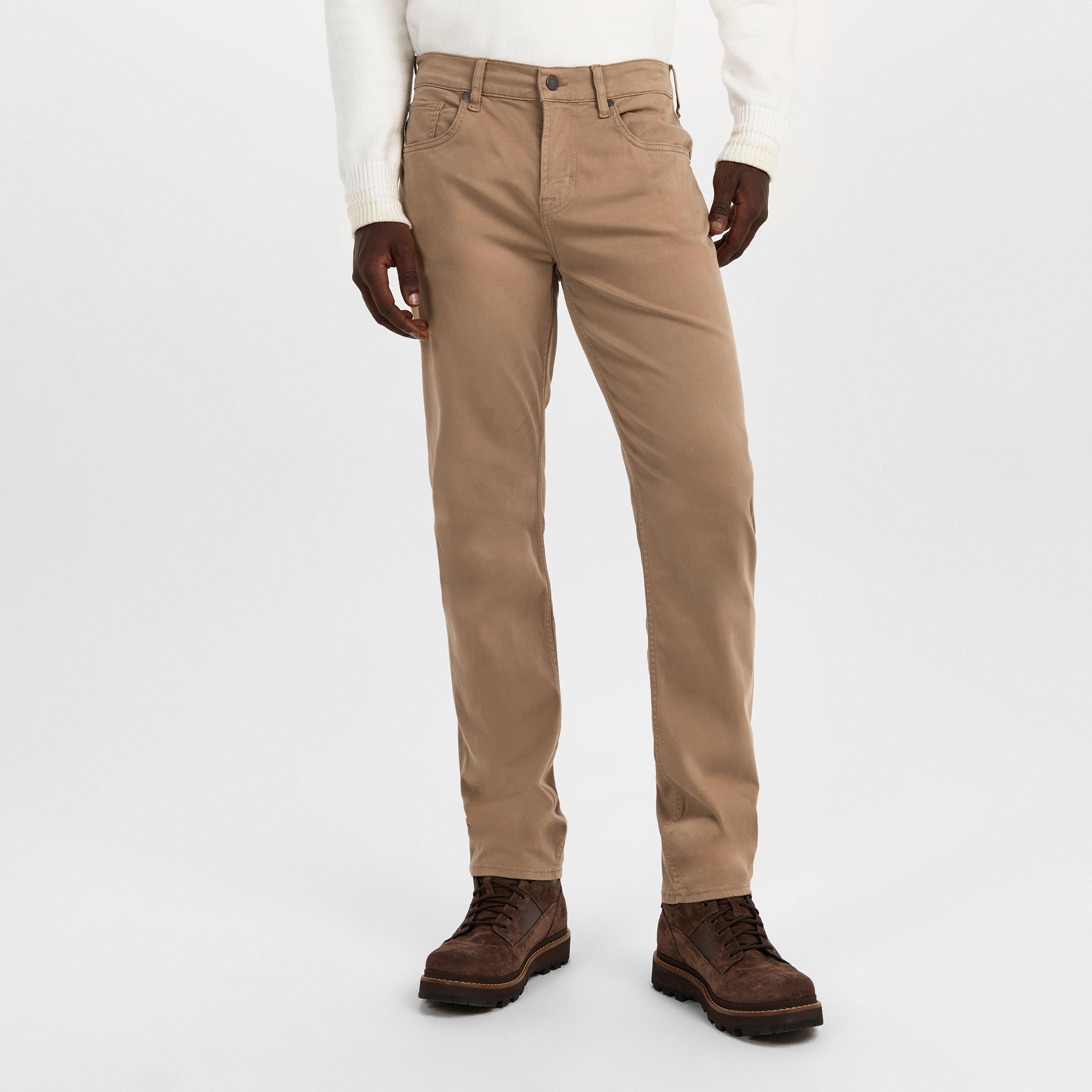 Beige - 7 For All Mankind - Men's Slimmy Sateen Slim Fit Trousers - 3