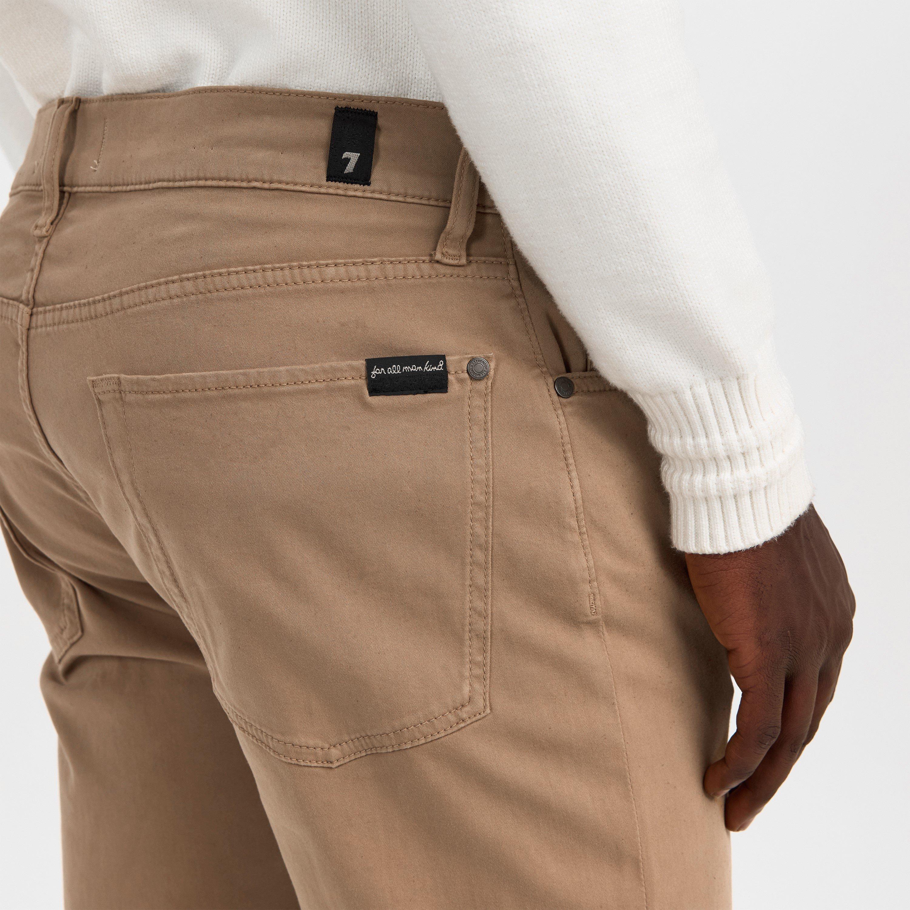 Beige - 7 For All Mankind - Men's Slimmy Sateen Slim Fit Trousers - 5