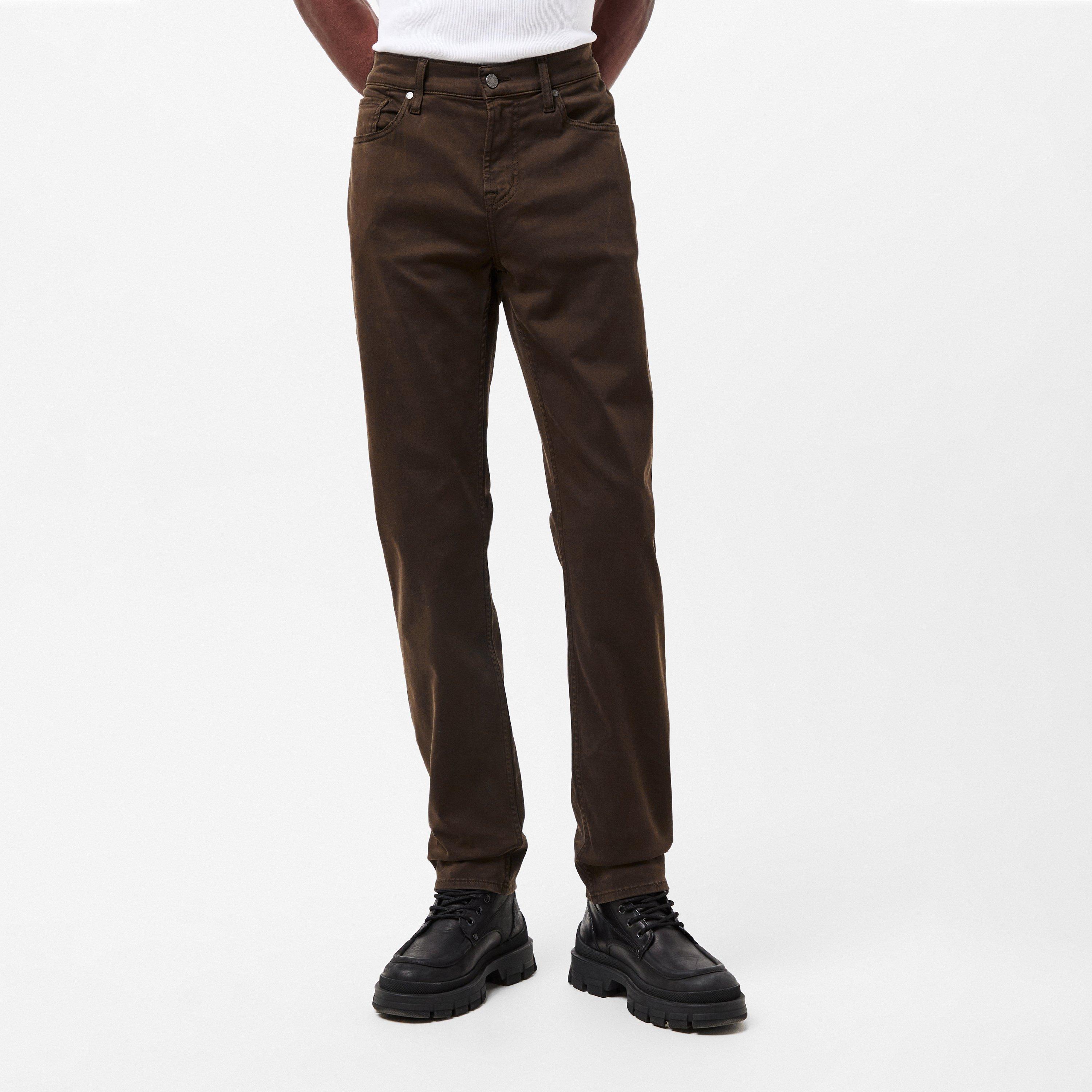 Olive - 7 For All Mankind - Men's Slimmy Sateen Slim Fit Trouser - 3