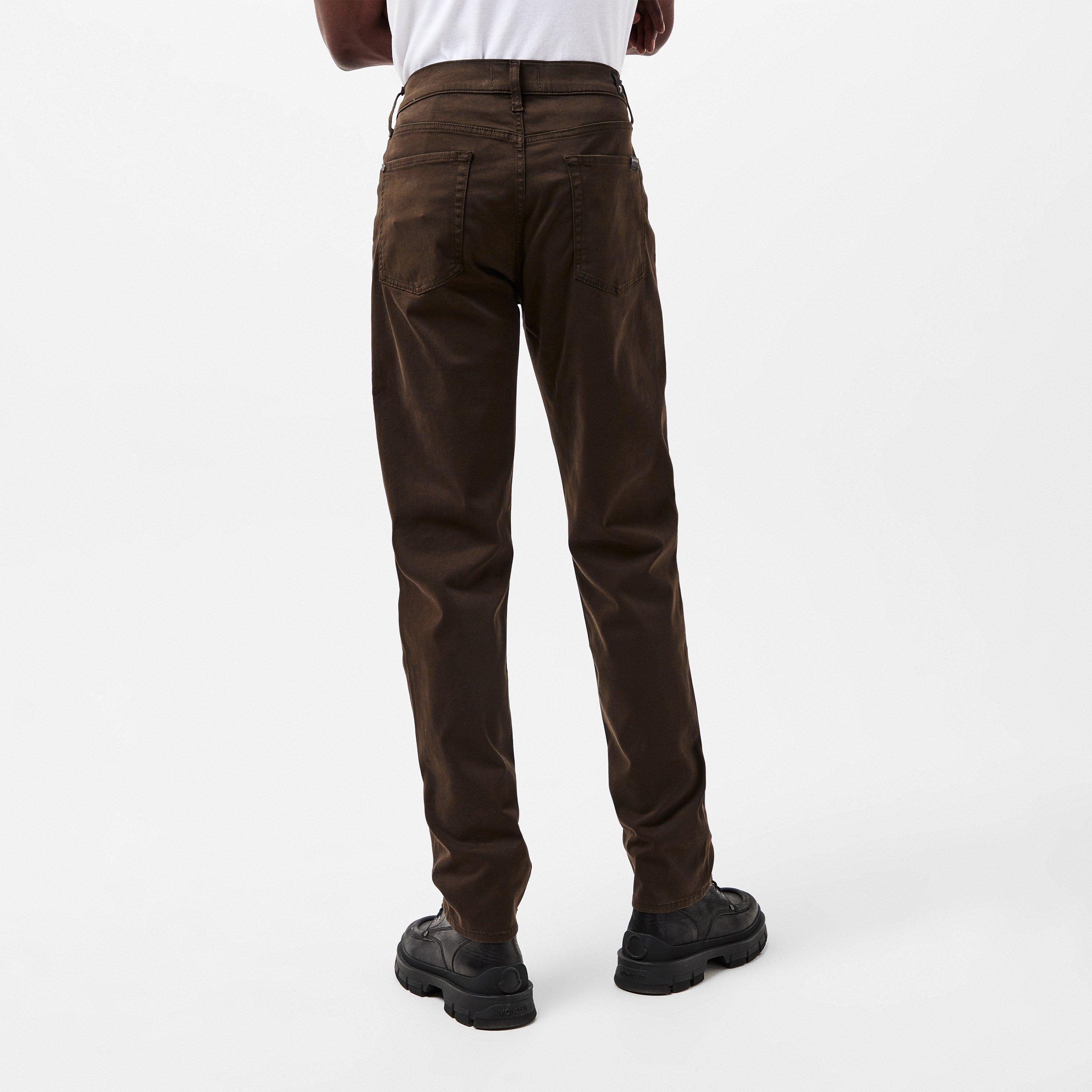 Olive - 7 For All Mankind - Men's Slimmy Sateen Slim Fit Trouser - 4