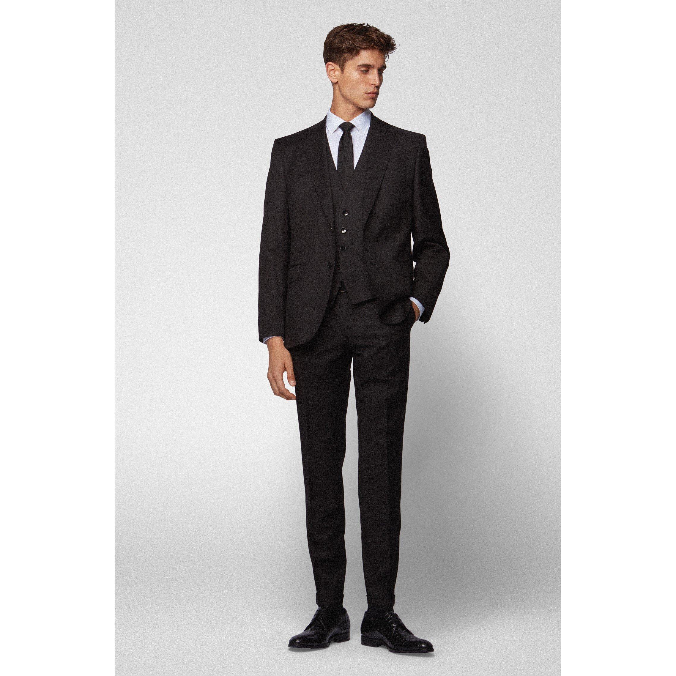 Black 001 - Boss - Men's Wave Dress Trousers Slim Fit, Natural Stretch Trousers - 2